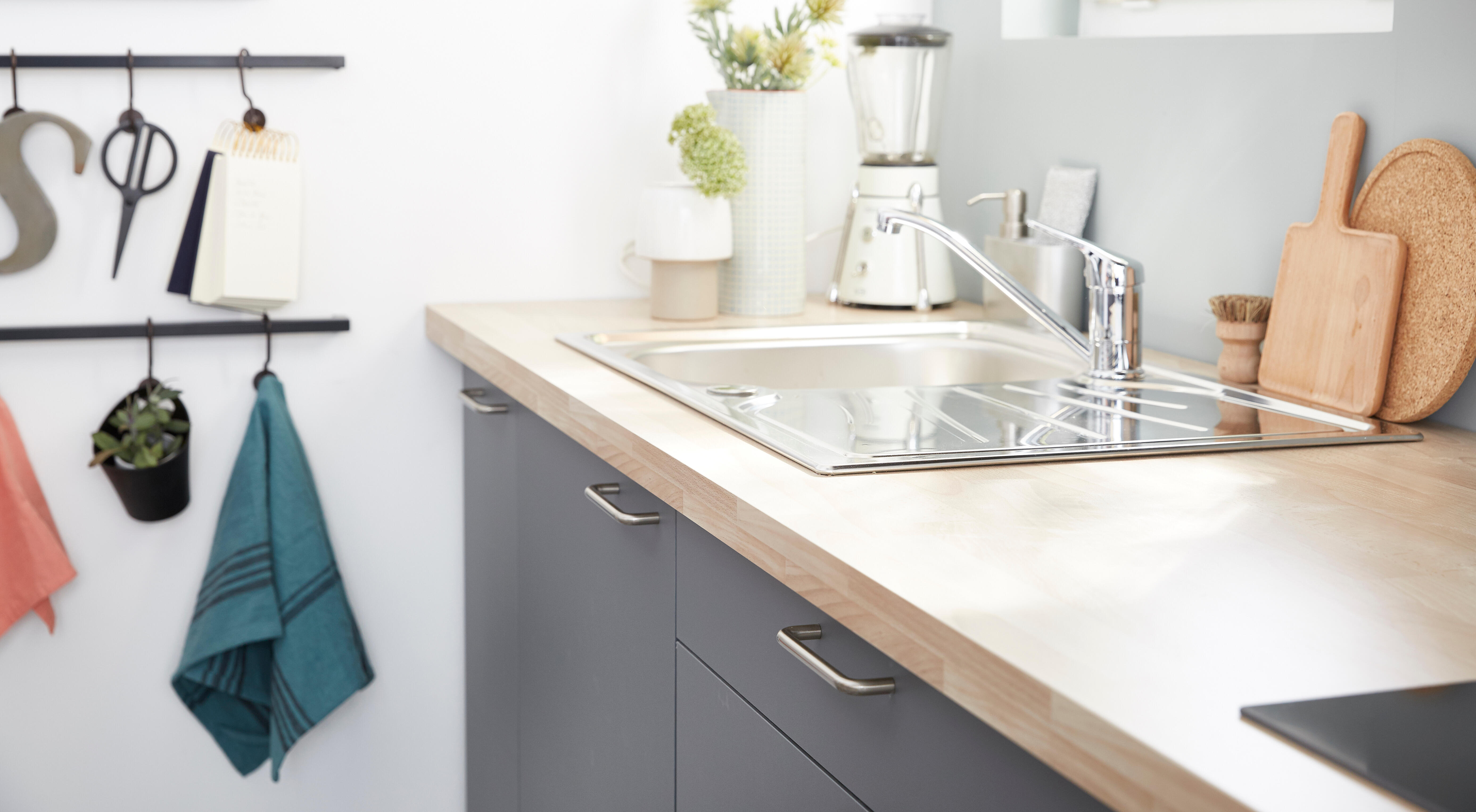 Evier à encastrer 1 bac avec égouttoir, Inox lisse, ETOILE Gris - 3