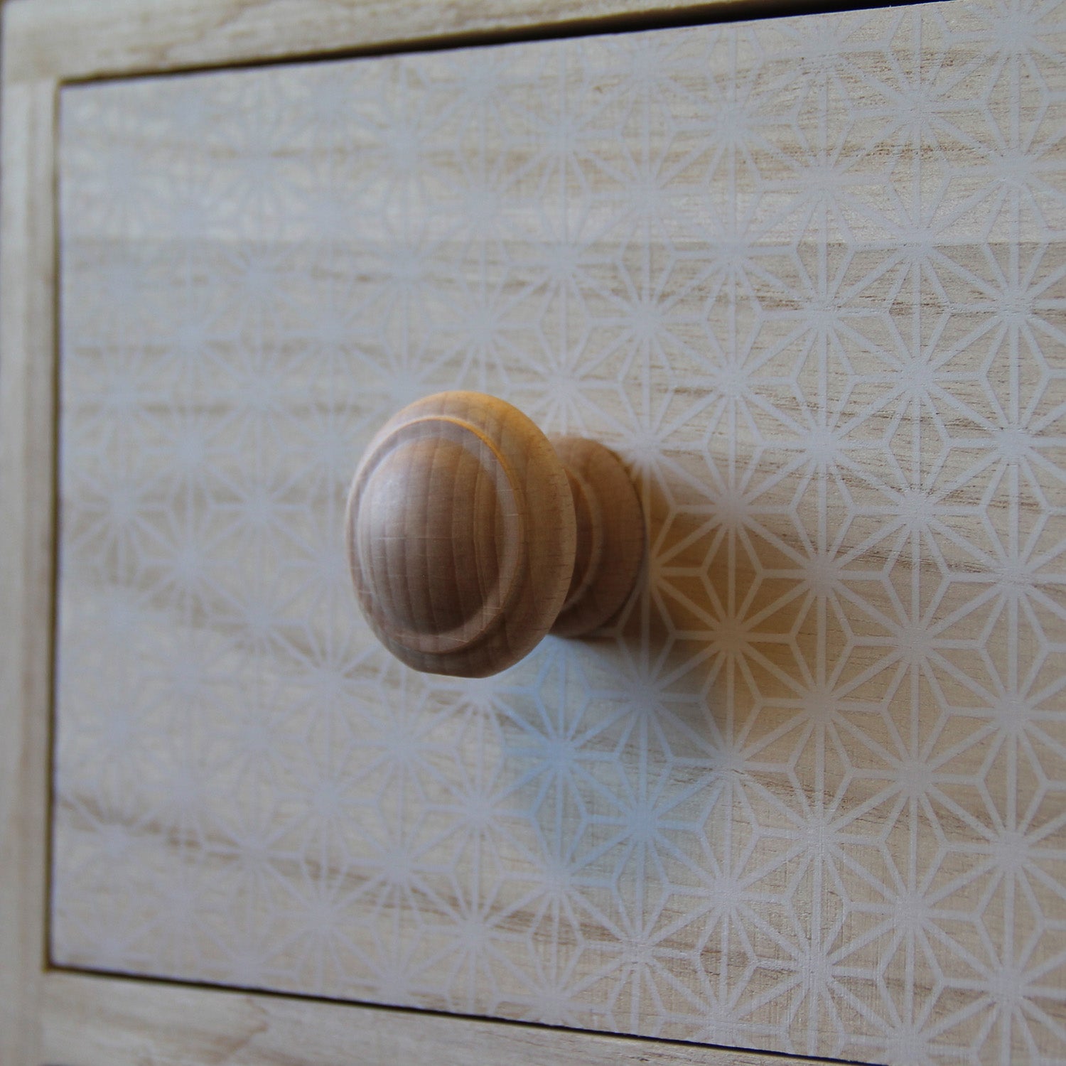 Bouton de meuble rond Régence, bois hêtre brut, Diam.40 mm - 3