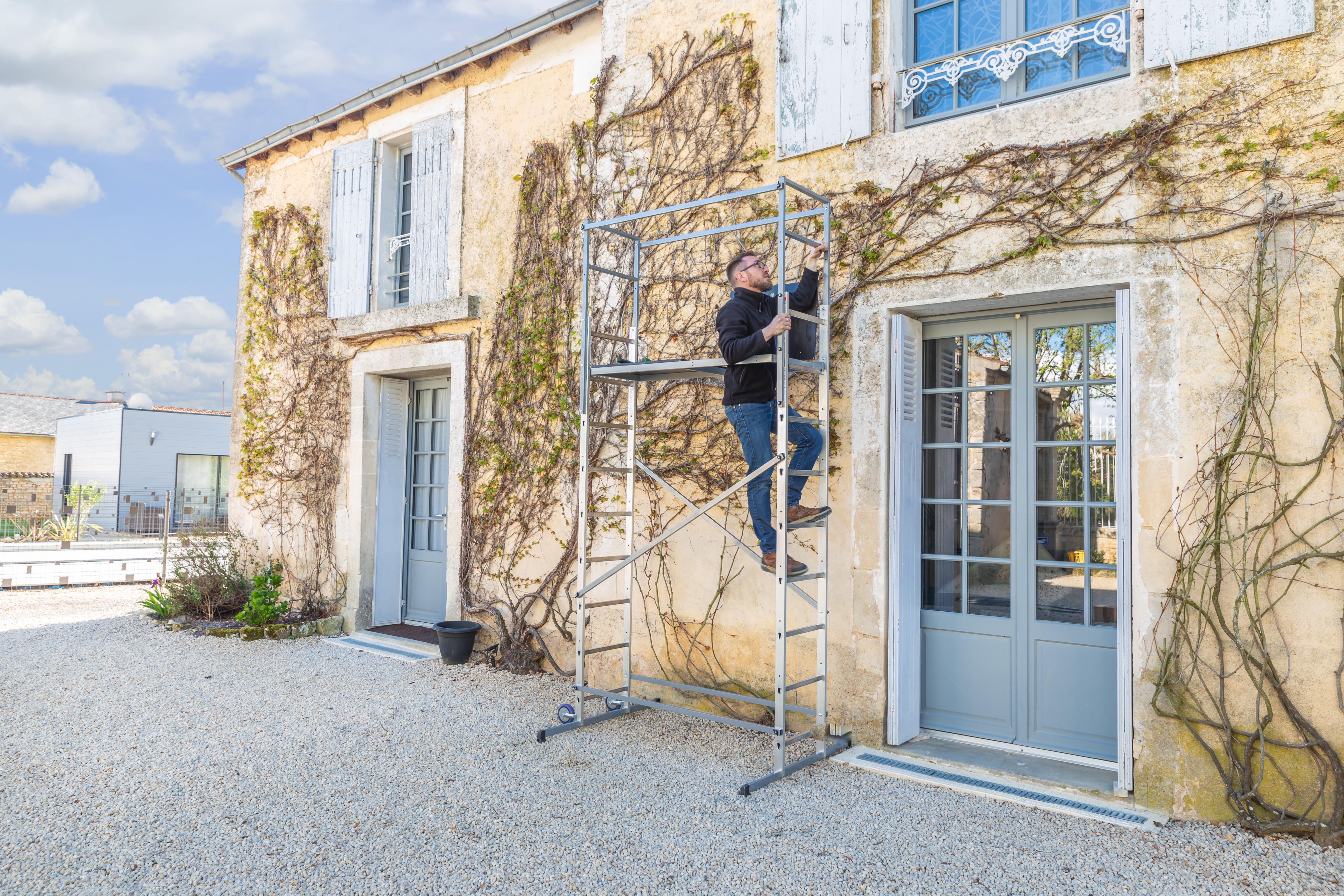 Echafaudage aluminium Hobbystep h5 HAILO hauteur de travail 4.5 m - 6