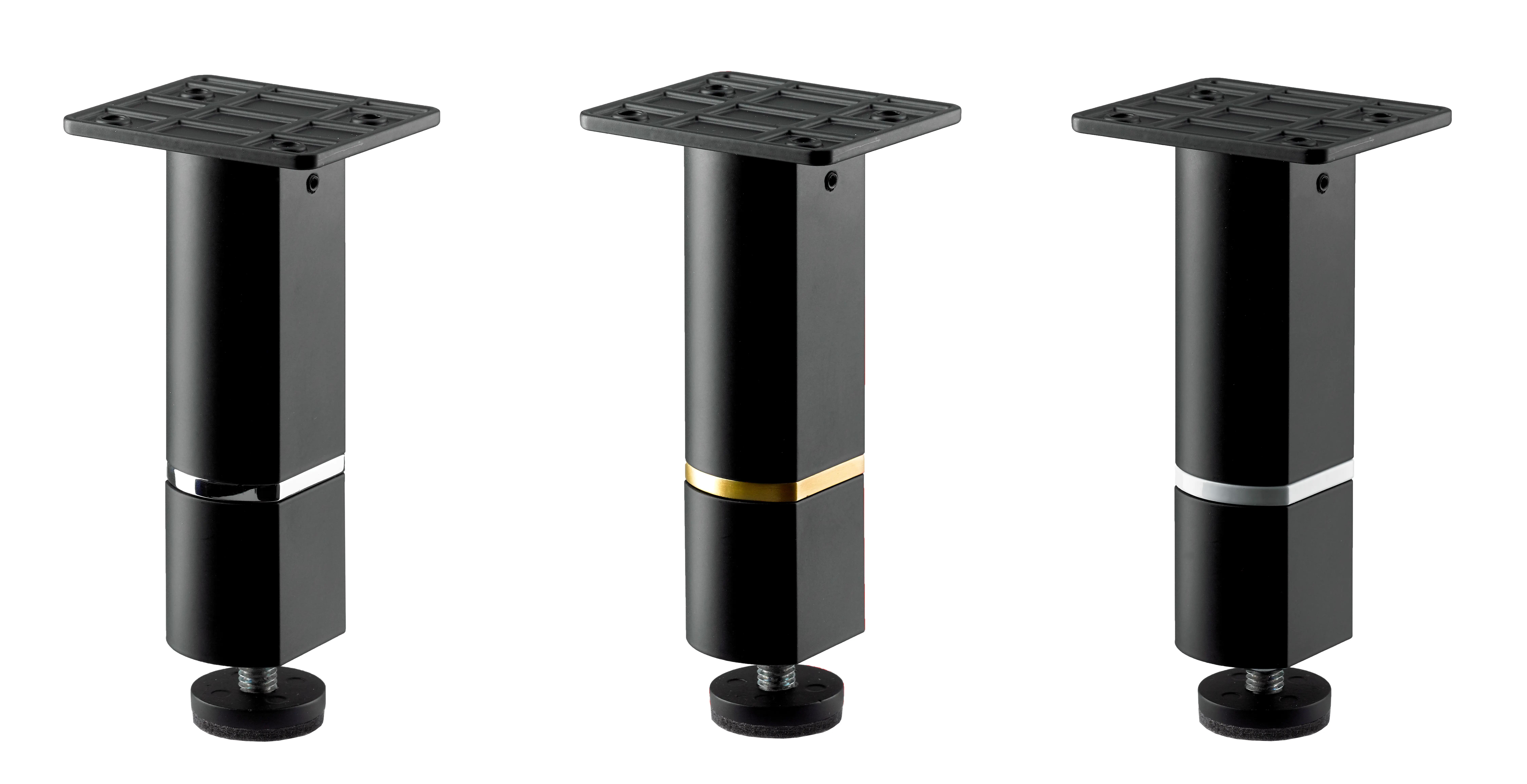 2 pieds de meubles SENSEA réglable ovale, aluminium laqué Ht. maxi 125 x l.7.5 c - 2