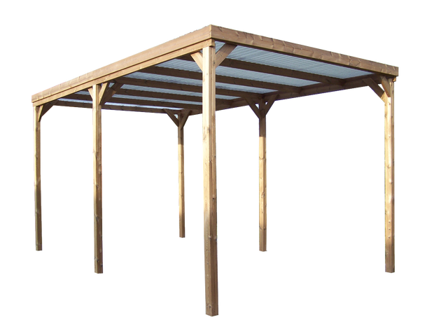 Carport bois THT HABRITA TH 3051 S pour 1 voiture, 15.06 m², toit plat