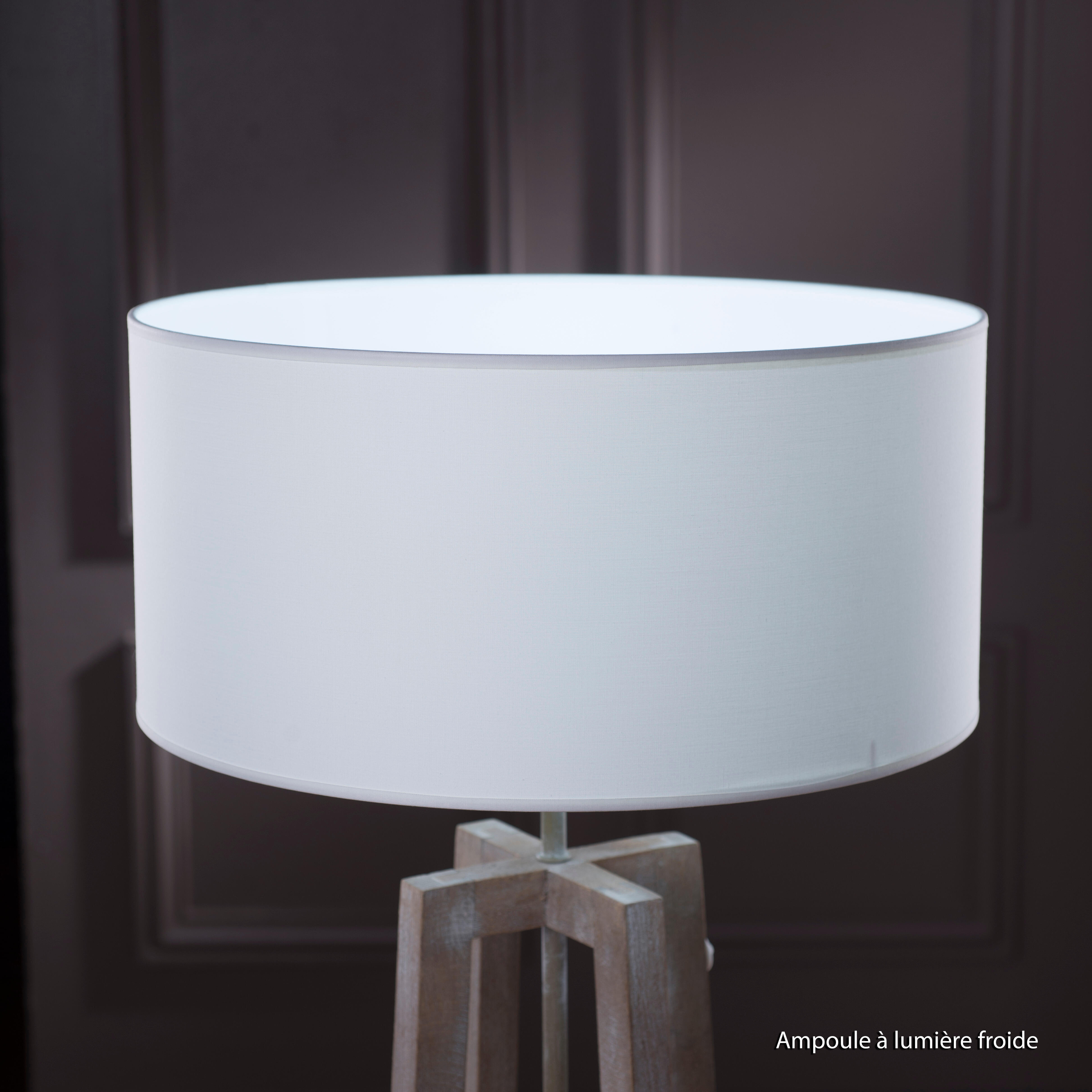 Abat-jour Tube H.19 cm, Diam.40 cm toiline, blanc-blanc n°0 COREP - 3