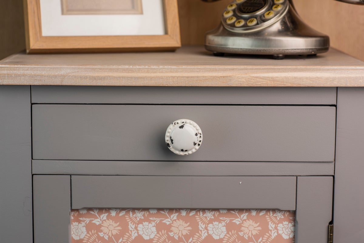 Bouton de meuble rond, porcelaine beige vieilli, Diam.44 mm - 2