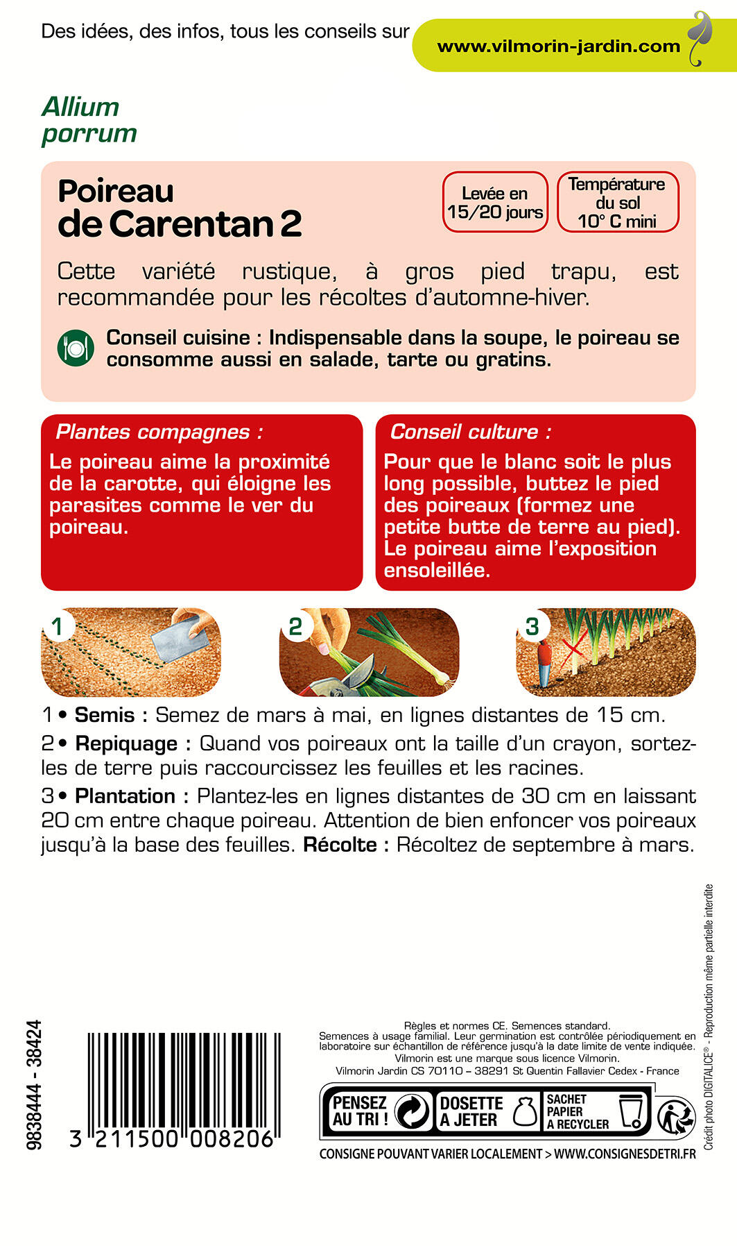 Graines de poireau VILMORIN 4 g - 2