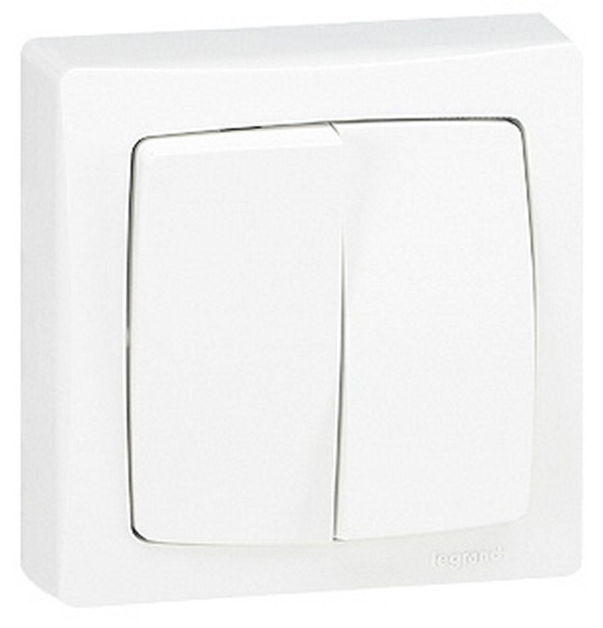 Double interrupteur va-et-vient saillie complet, LEGRAND Asl, blanc - 2