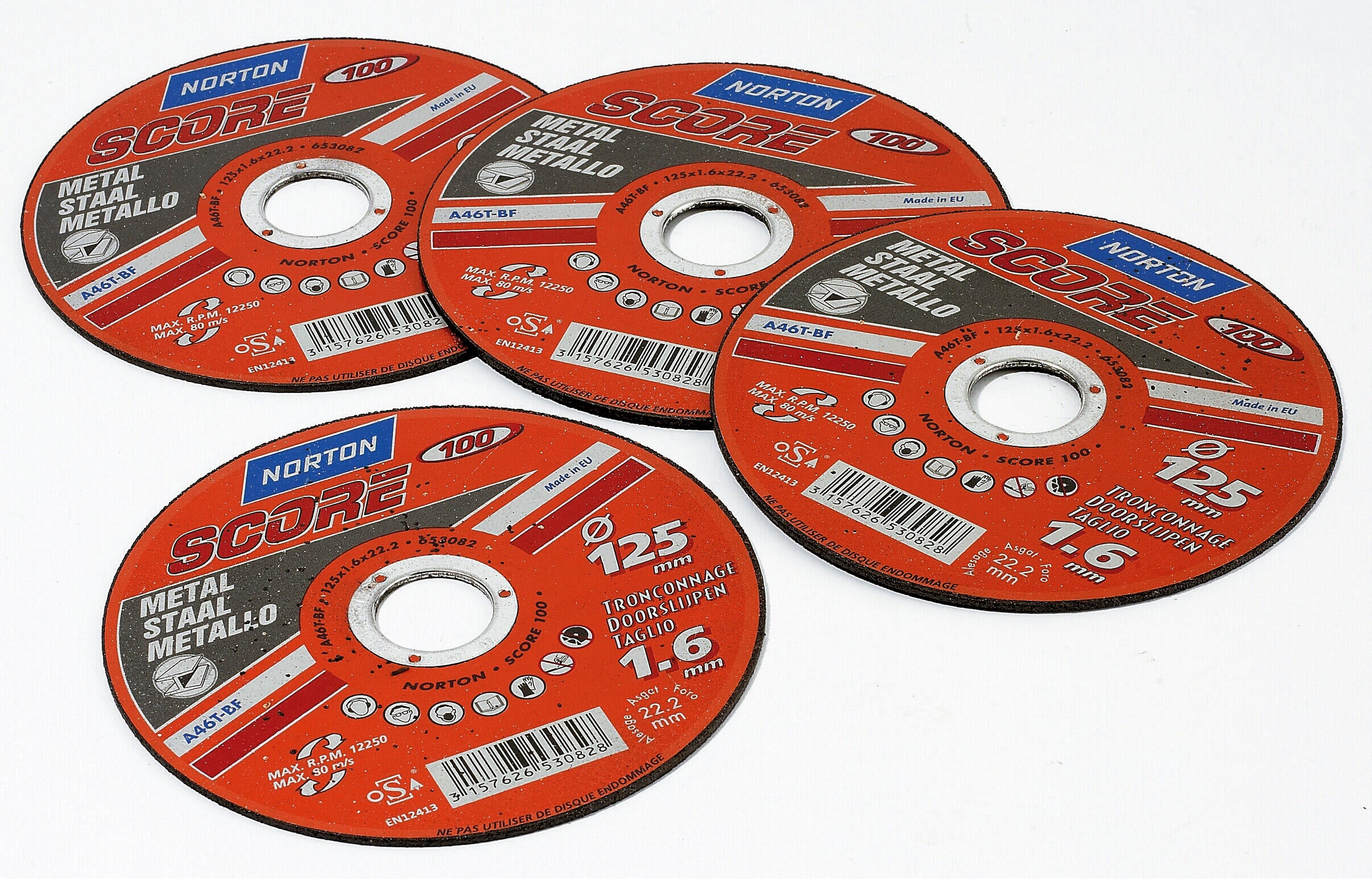 Lot 4+1 disques pour inox NORTON, Diam.125 mm - 2