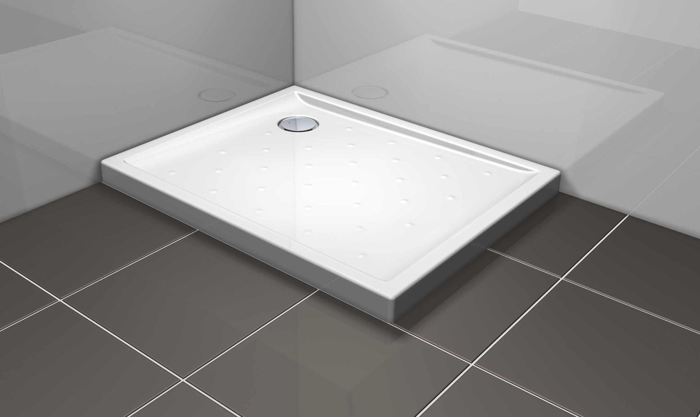 Receveur de douche grès émaillé blanc L.100 x l.80 Asca2 - 2