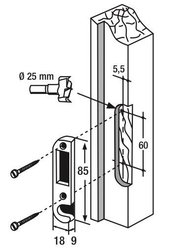 Gâche centrage droite pour serrures multipoint encastrées, THIRARD - 2