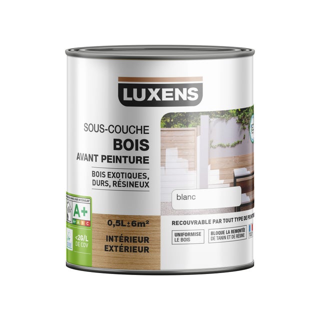 Sous-couche bois intérieur et extérieur Avant peinture LUXENS 0.5 l blanc