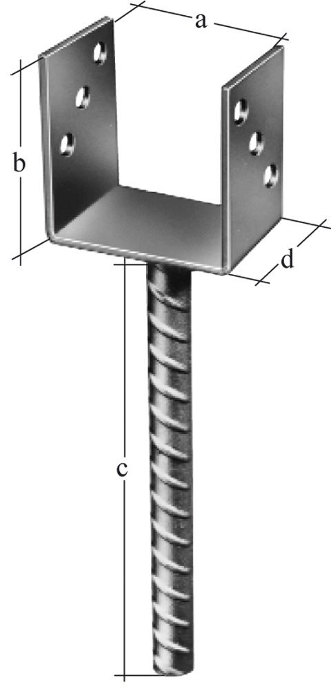 Support de poteau forme U acier galvanisé, 71x100x200x60 mm ALBERTS - 2