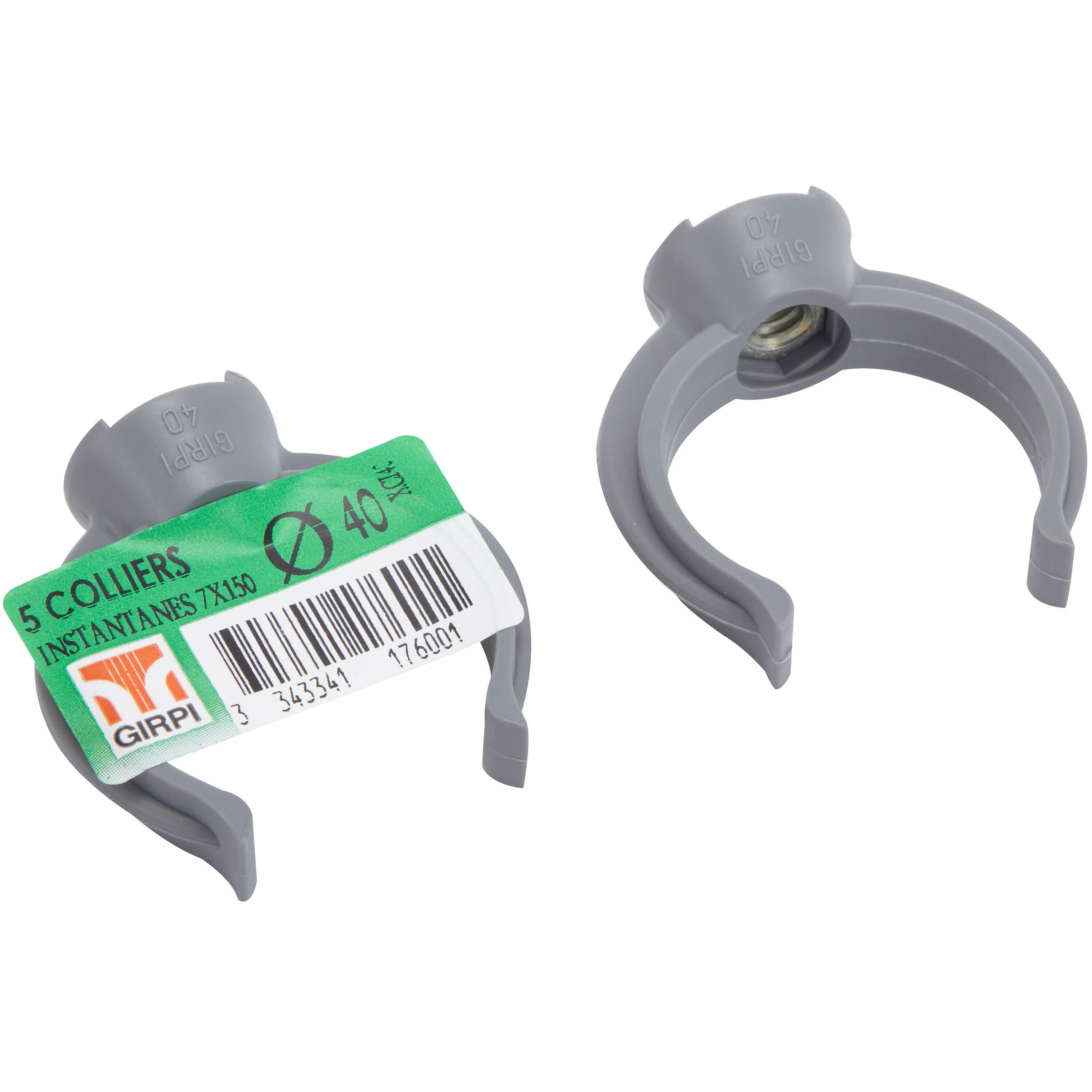 Lot de 5 colliers lyres en pvc à emboîtage, femelle, D.40 - 2