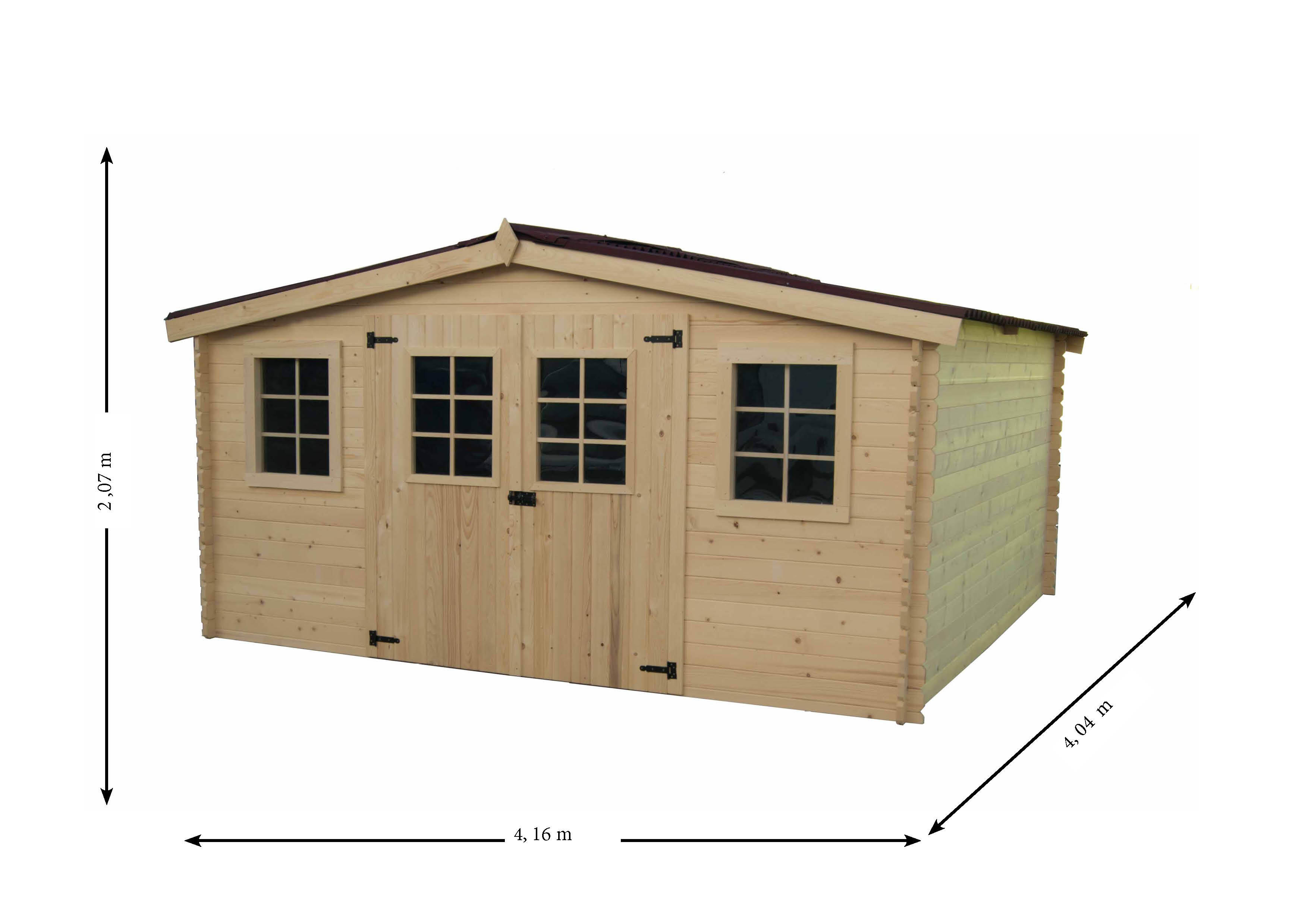 Abri de jardin bois HABRITA Ba 4040.02 n Ep.28 mm, 16.81 m² - 4