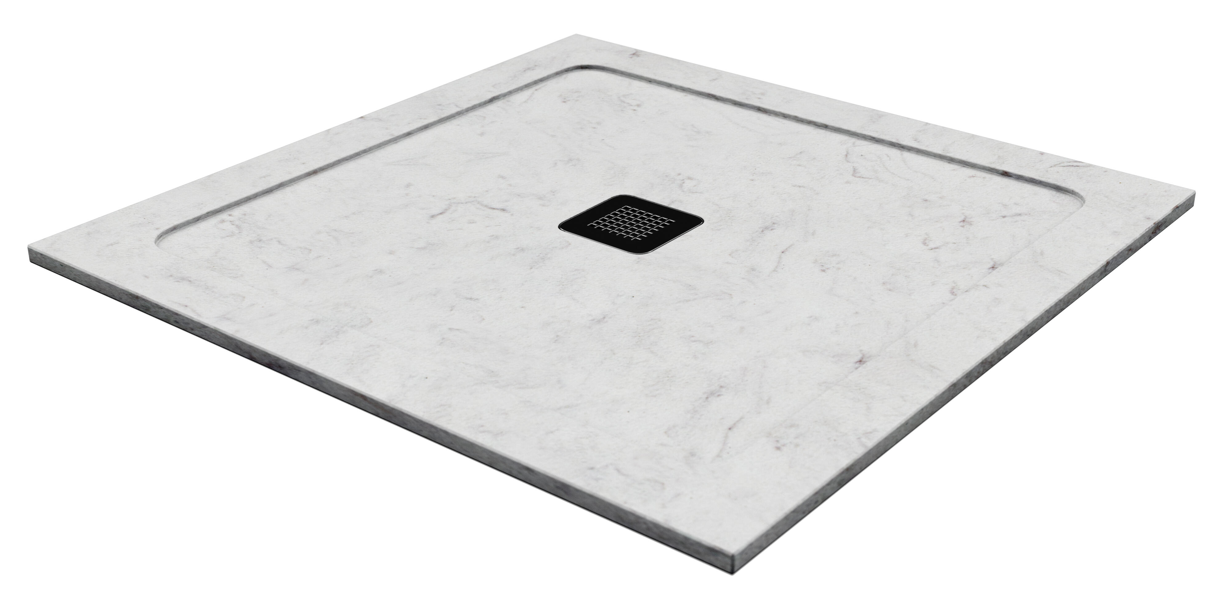 Receveur De Douche à Carreler Effet Pierre – 90×100 Cm – Ciment Marbre Plein Avec Bonde Incluse