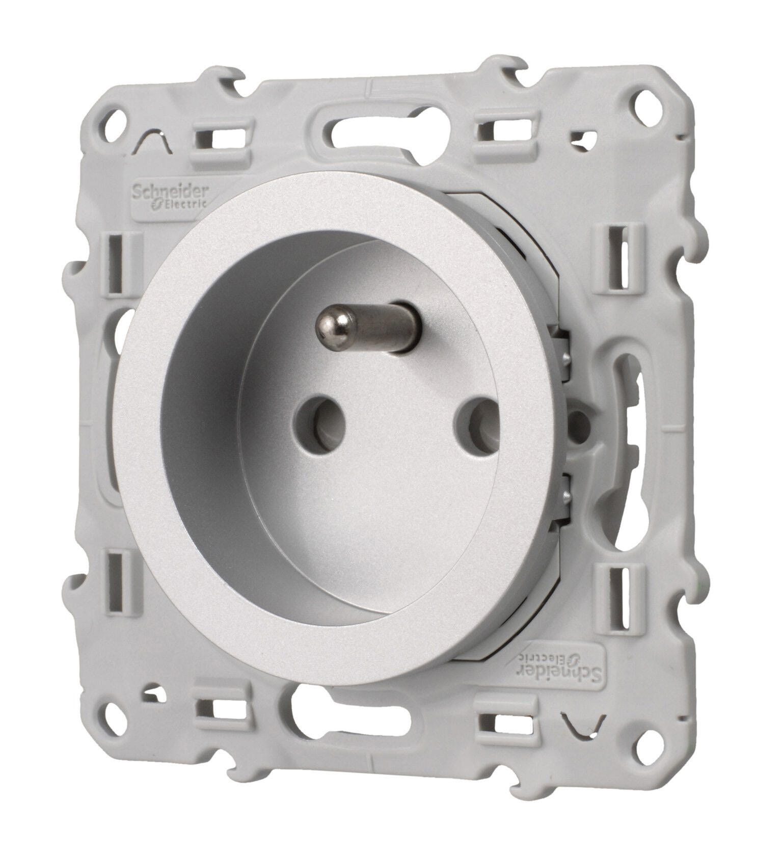 Prise avec terre à assembler Odace, SCHNEIDER ELECTRIC, aluminium - 9