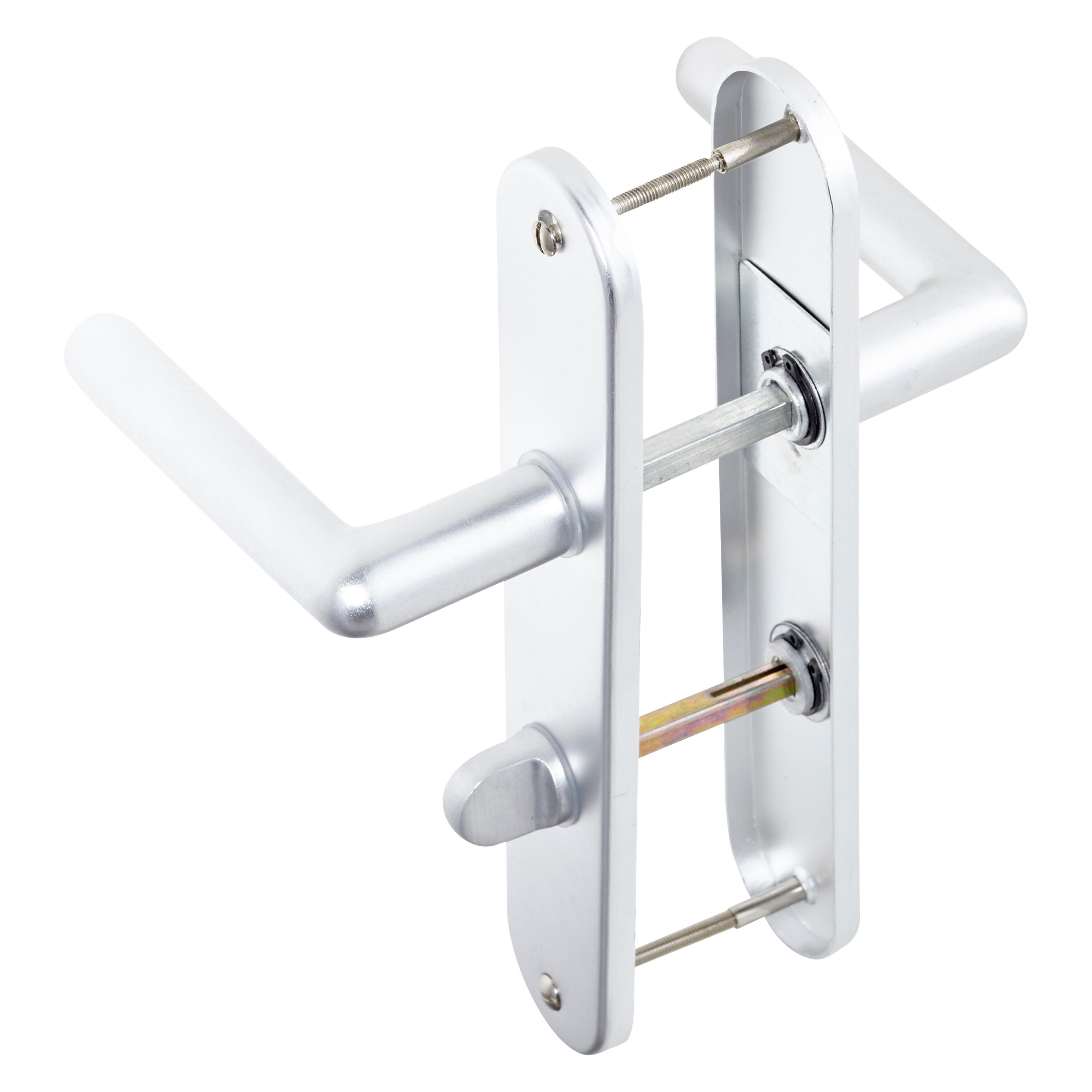 2 poignées sur plaque à condamnation Helma aluminium chrome mat, entraxe 195 mm - 2