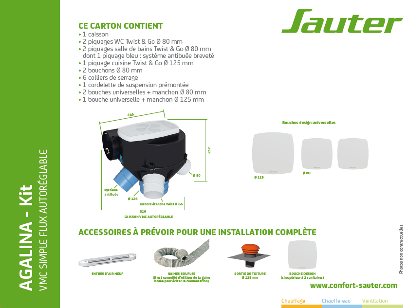 Kit VMC simple flux autoréglable à détection d'humidité SAUTER Agalina - 8
