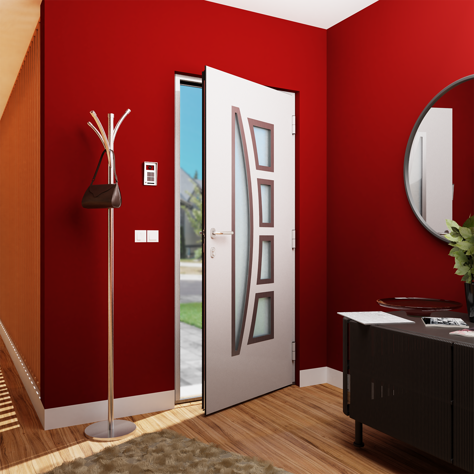 Porte d'entrée Alu Riwa Essentiel H.215 x l.90 cm vitrée blanc, pous. gauche - 2