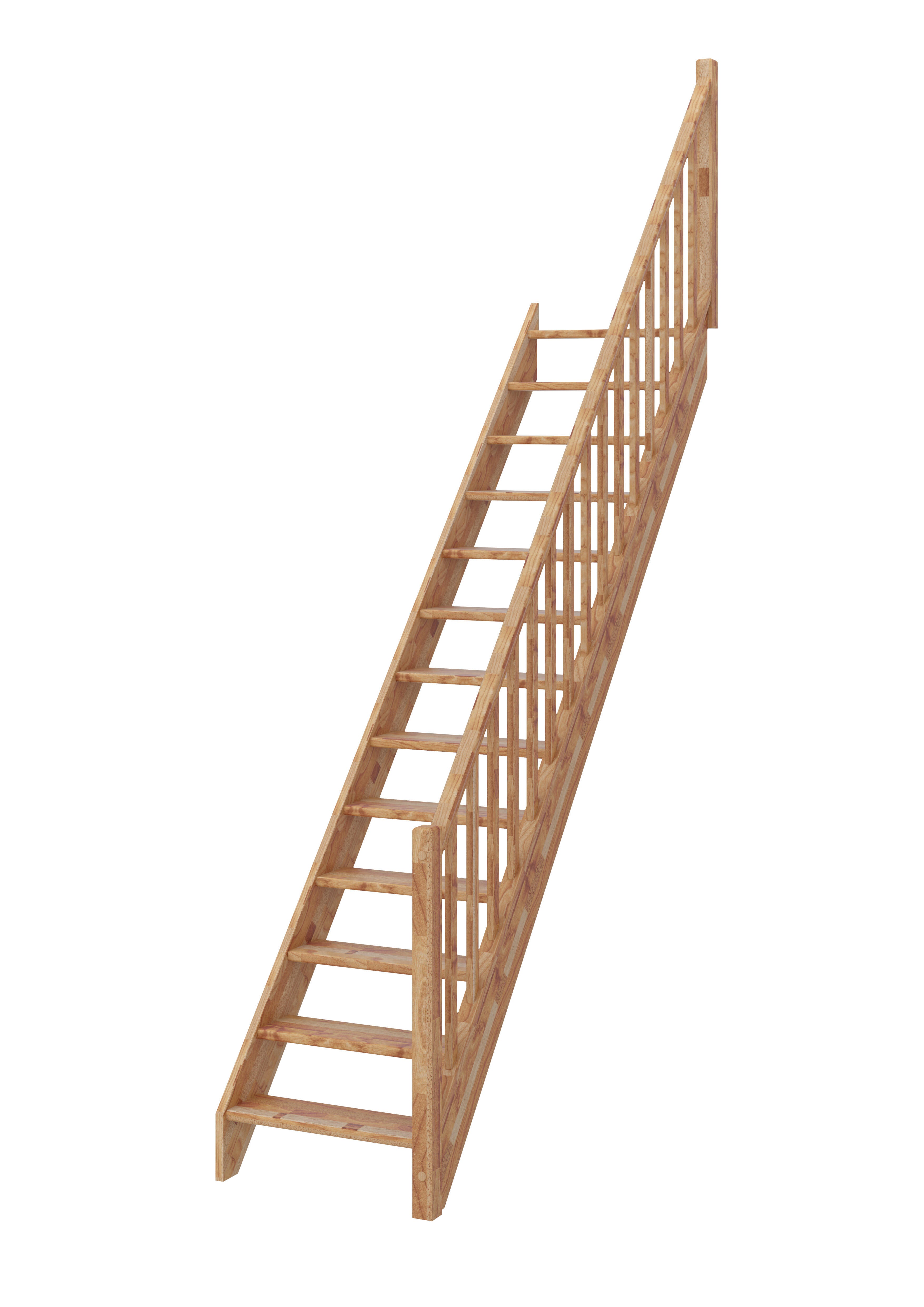Escalier droit hêtre Deva 2, 13 marches rampe à droite SCM, l.76 cm - 2