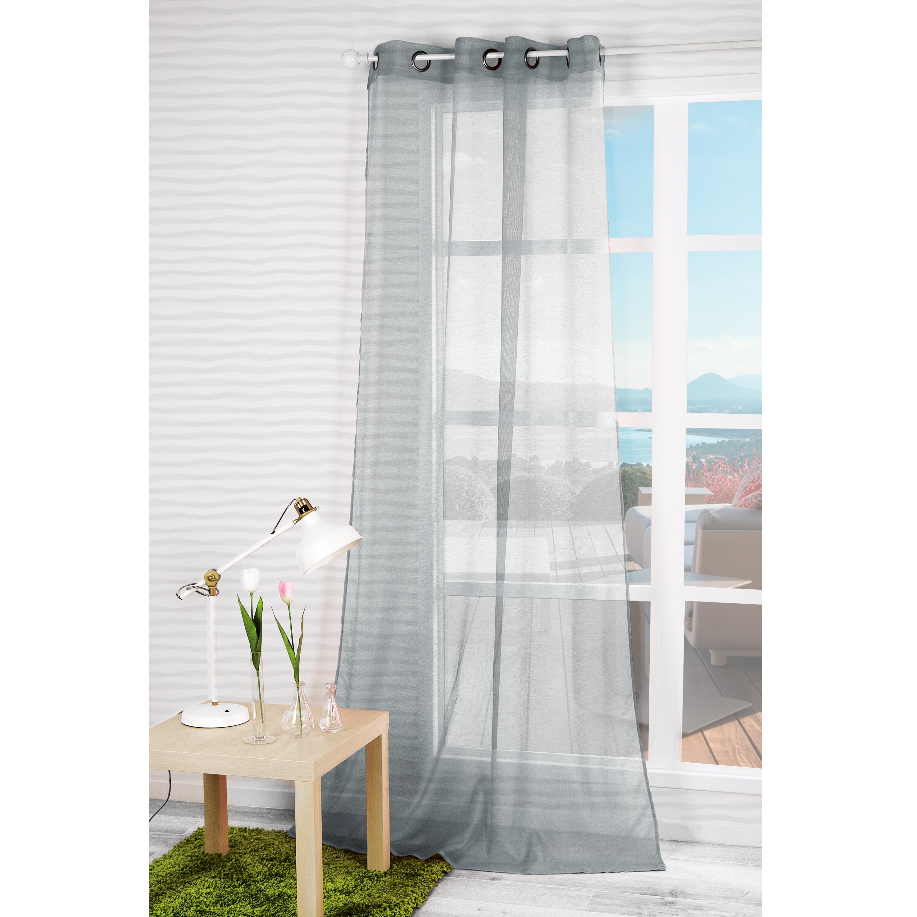 Voilage tamisant, Dolly, gris H.240 x l.140 cm - 3