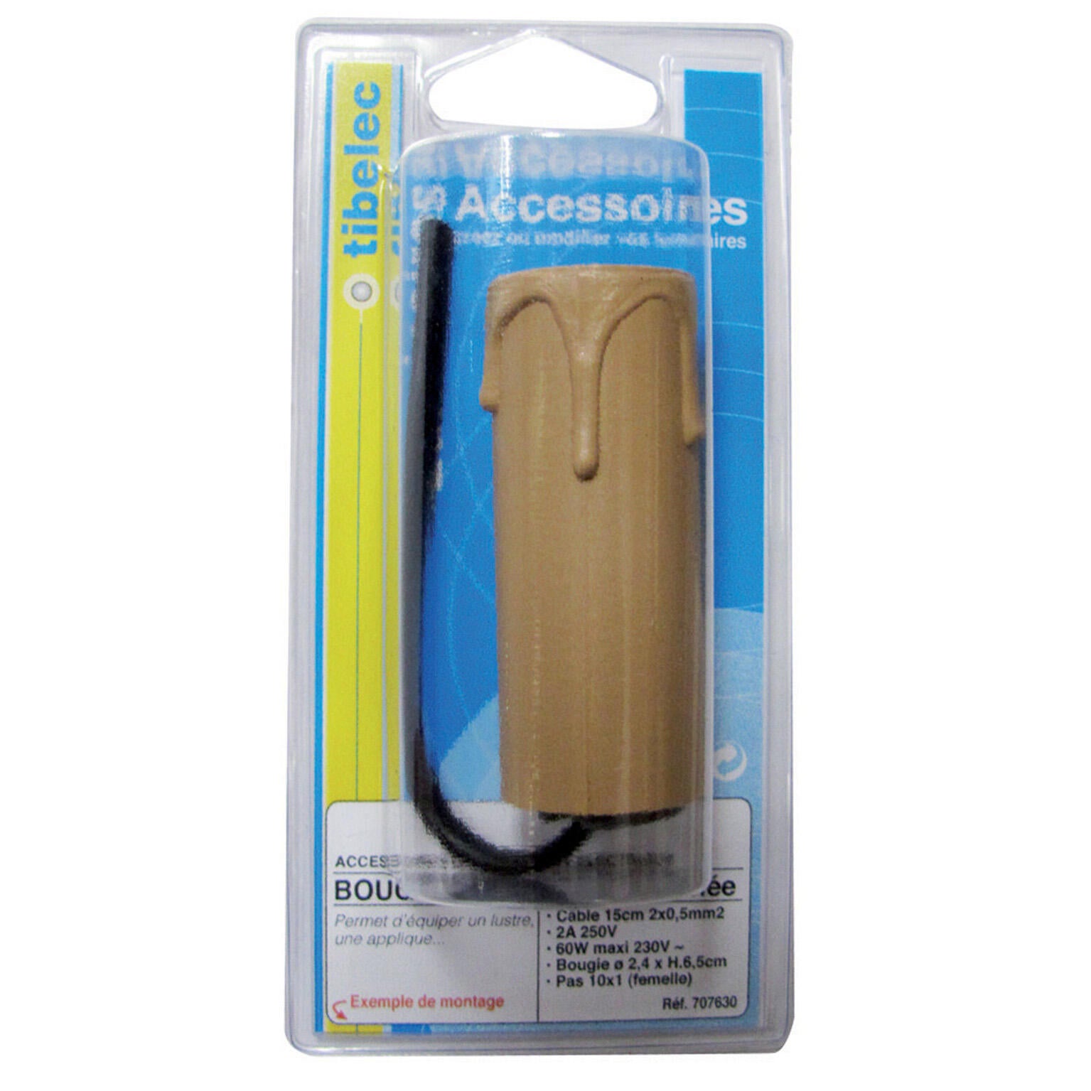 Bougie équipée E14 TIBELEC, plastique, beige 60 W - 2