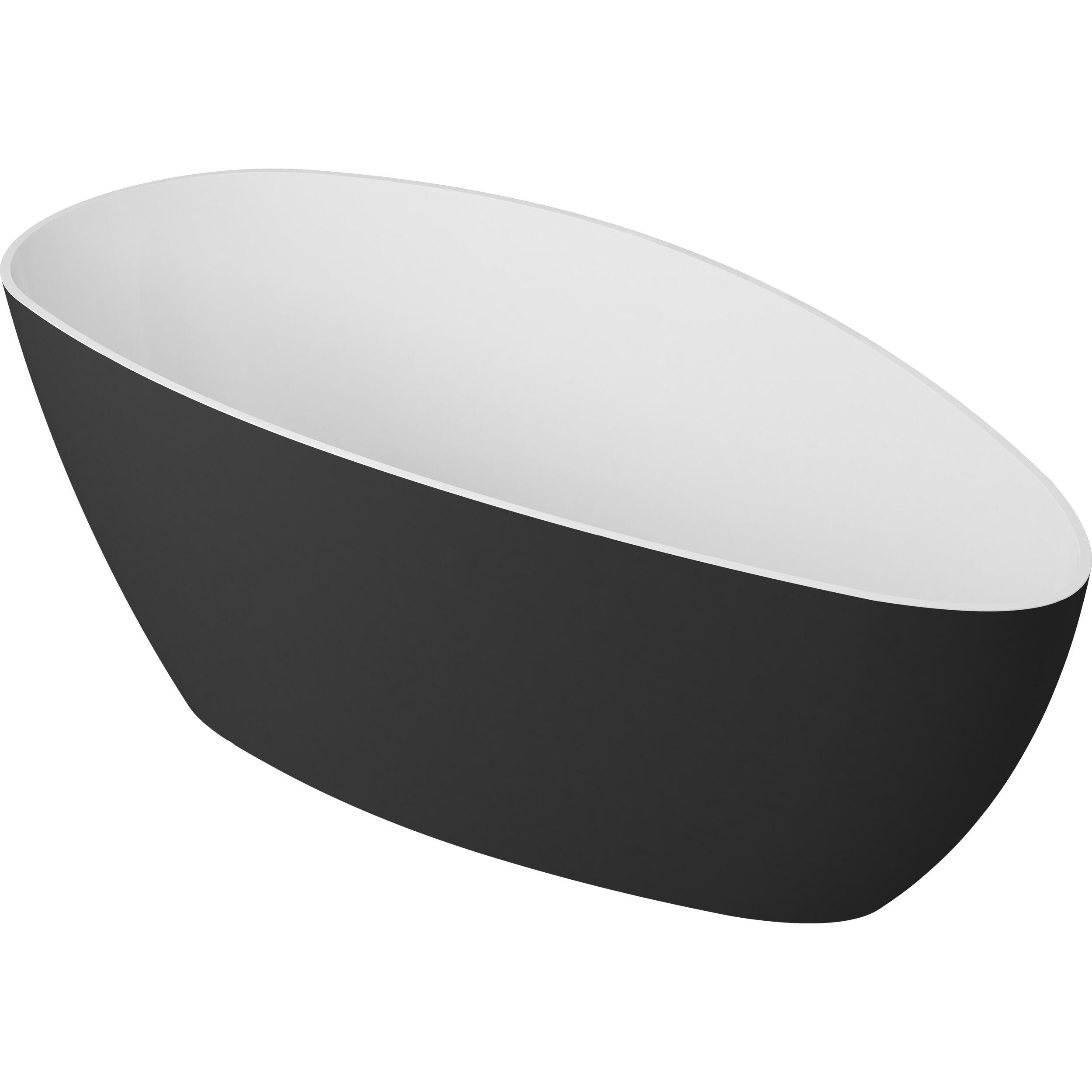 Baignoire îlot ovale l.71 x L.156cm noir et blanc Stori - 8