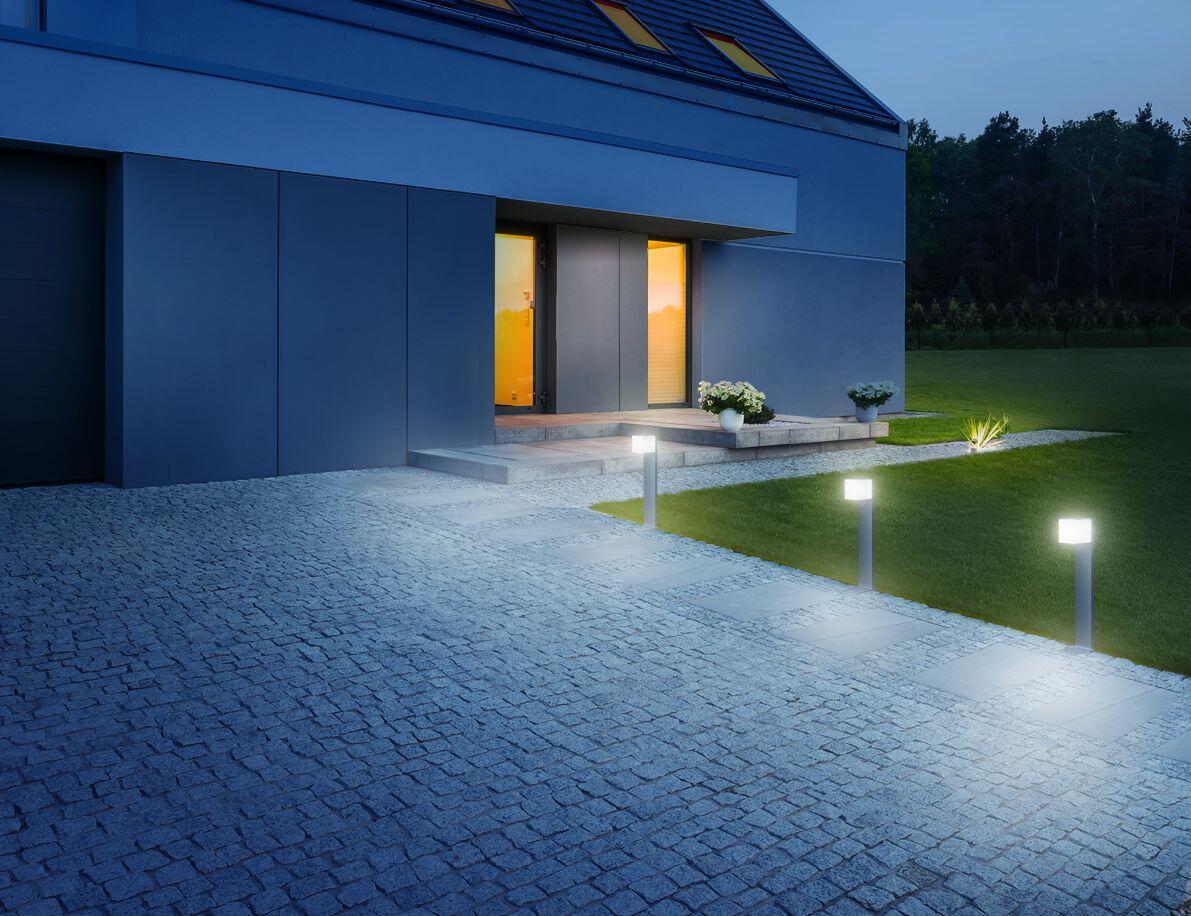 Lampione da giardino LED con sensore di moviemtno, GL80 H 63.3 cm, argento 650 LUMEN, IP44 STEINEL - 4