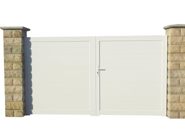 Portail battant pvc Bramant 3.5m blanc, l.350 x H.170 cm