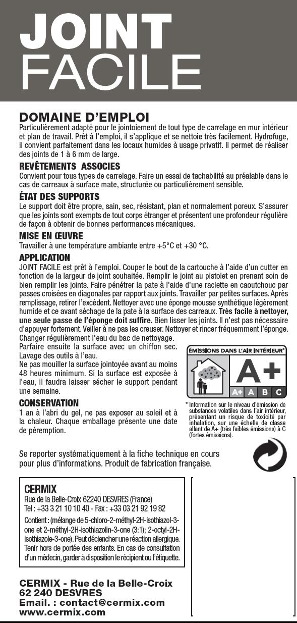 Pâte à joint carrelage CERMIX gris moyen 310 ml Joint facile - 3