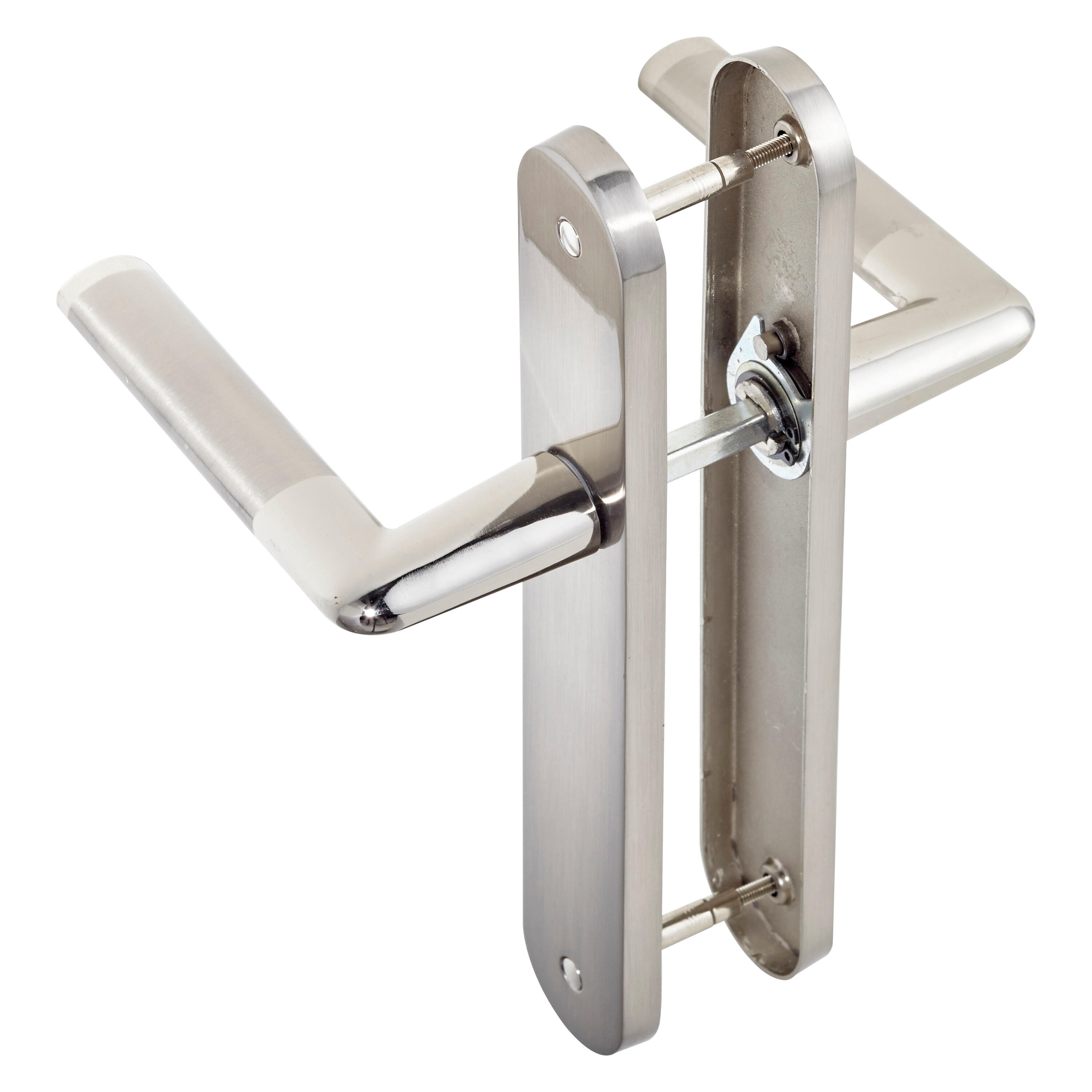 2 poignées sur plaque sans trou Sophie zamak nickel brillant, entraxe 195 mm - 4