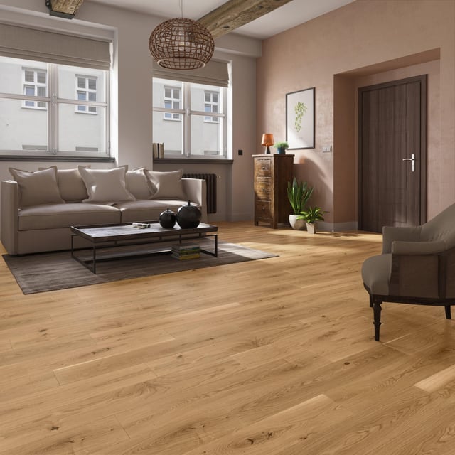 Parquet contrecollé chêne blond campagne huilé XL BARLINEK, l.18 cm