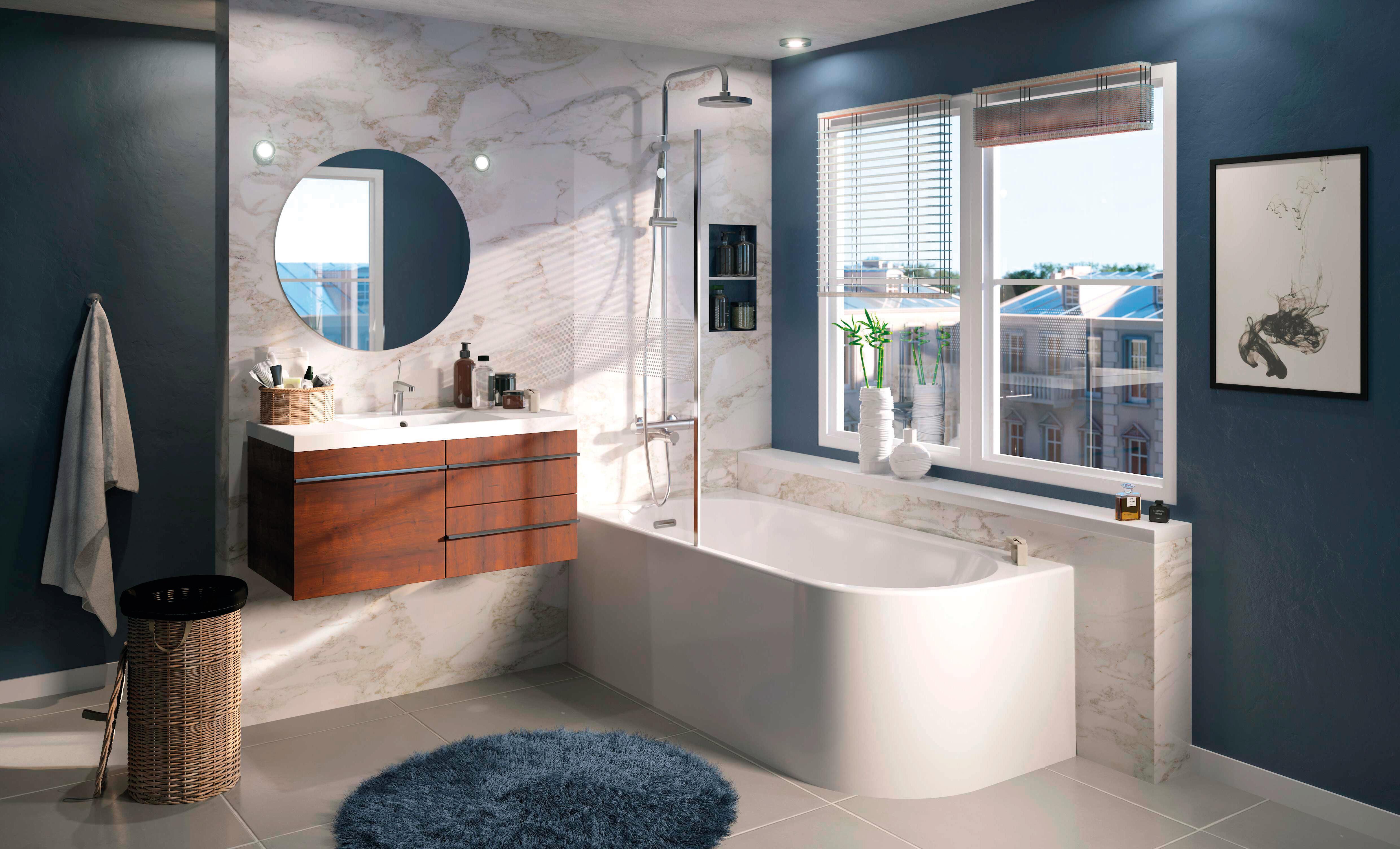 Baignoire îlot l.75 x L.170cm blanc Sophia version gauche BALNEO - 2