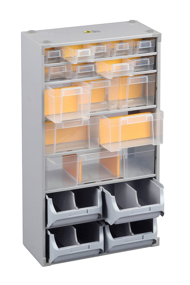 Tiroir à vis acier 19 tiroirs ALLIT, H.56x l.30x P.16.5 cm