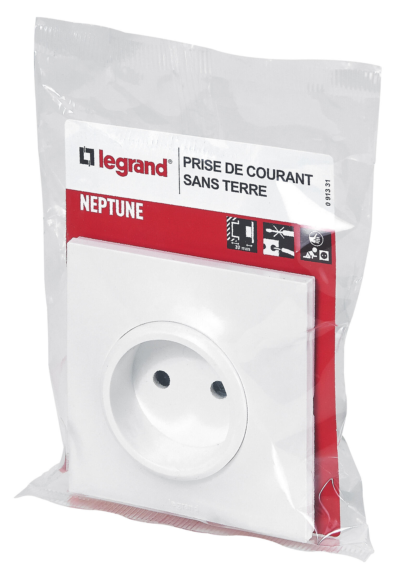 Prise sans terre complet Neptune, LEGRAND blanc - 5