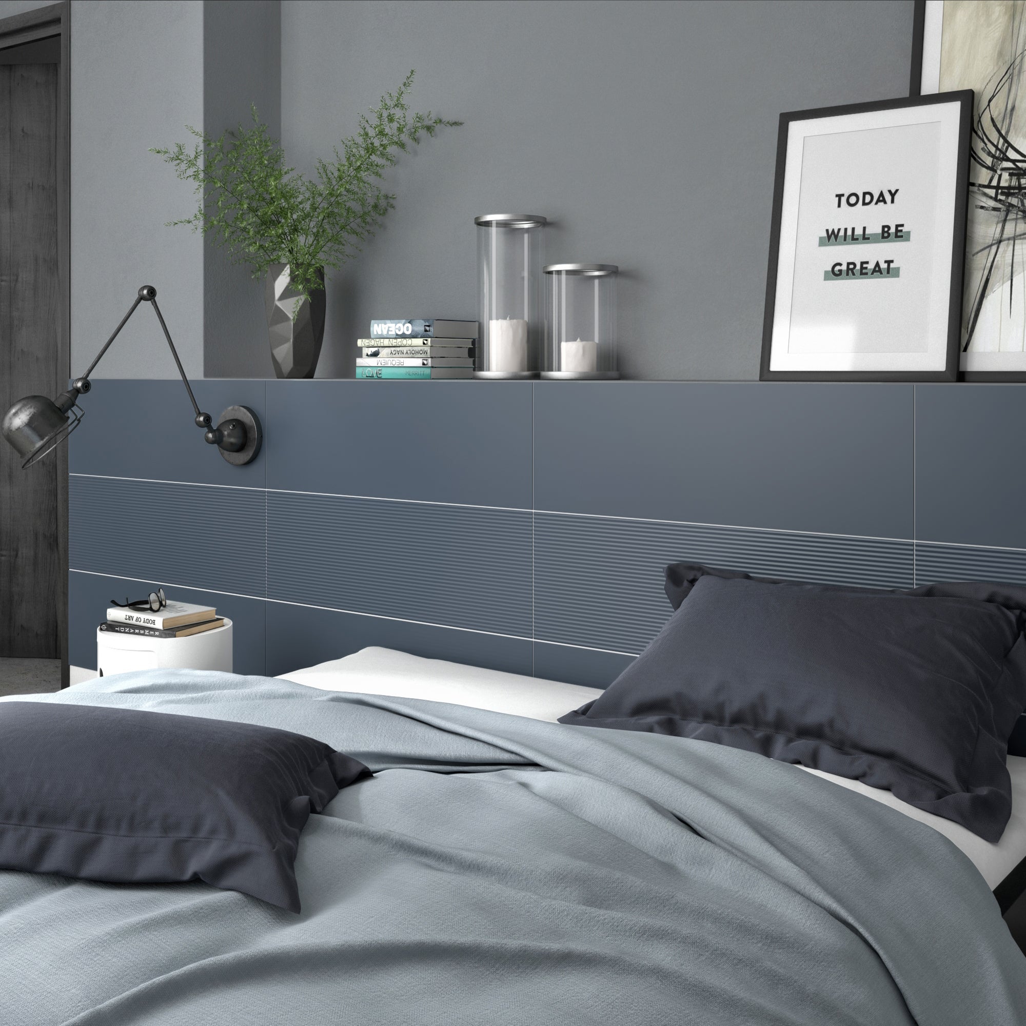 Carrelage mural bleu marine satiné l.30 x L.90 cm Botanic - 2