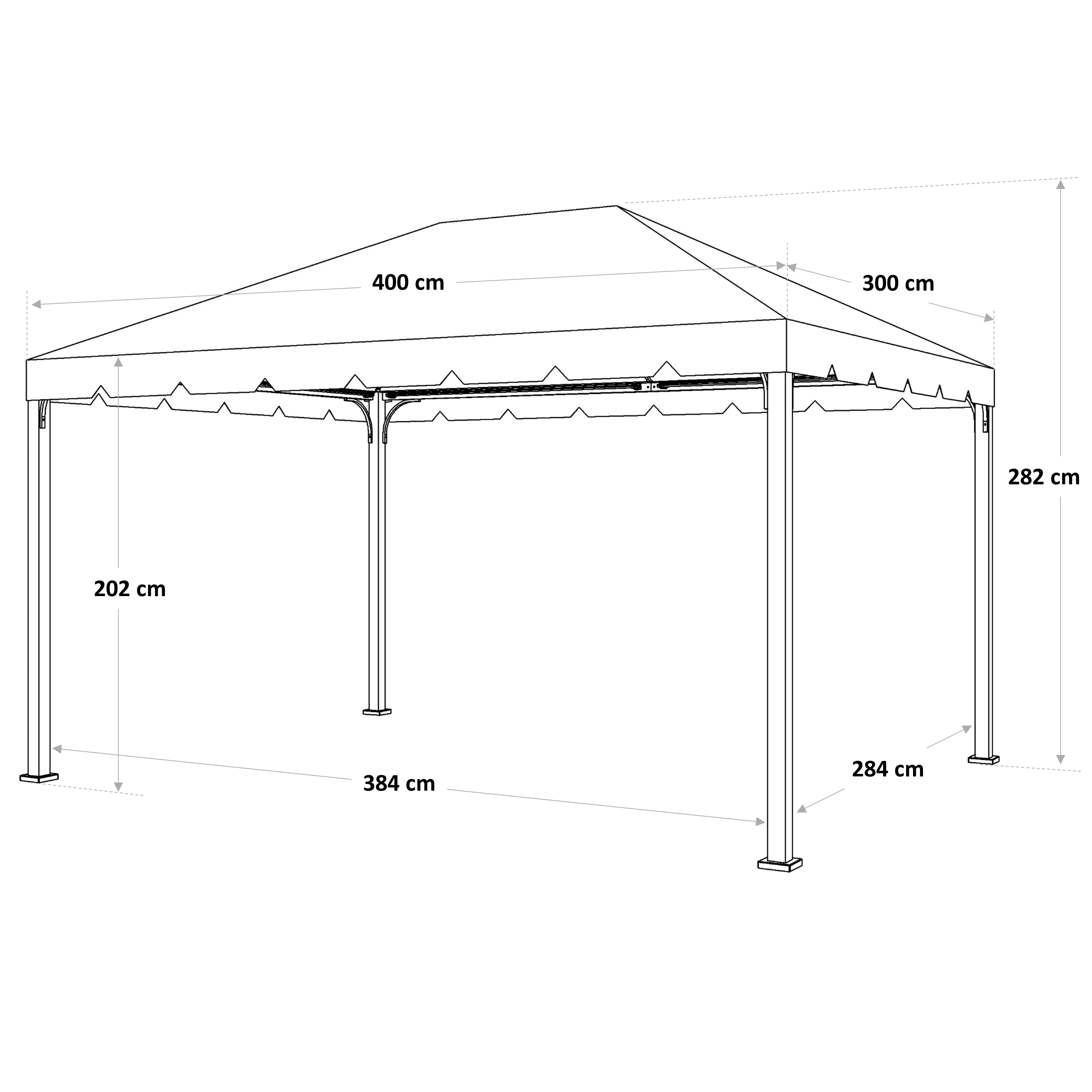Tonnelle autoportant Ysis NATERIAL aluminium gris anthracite, 11.93 m² - 9
