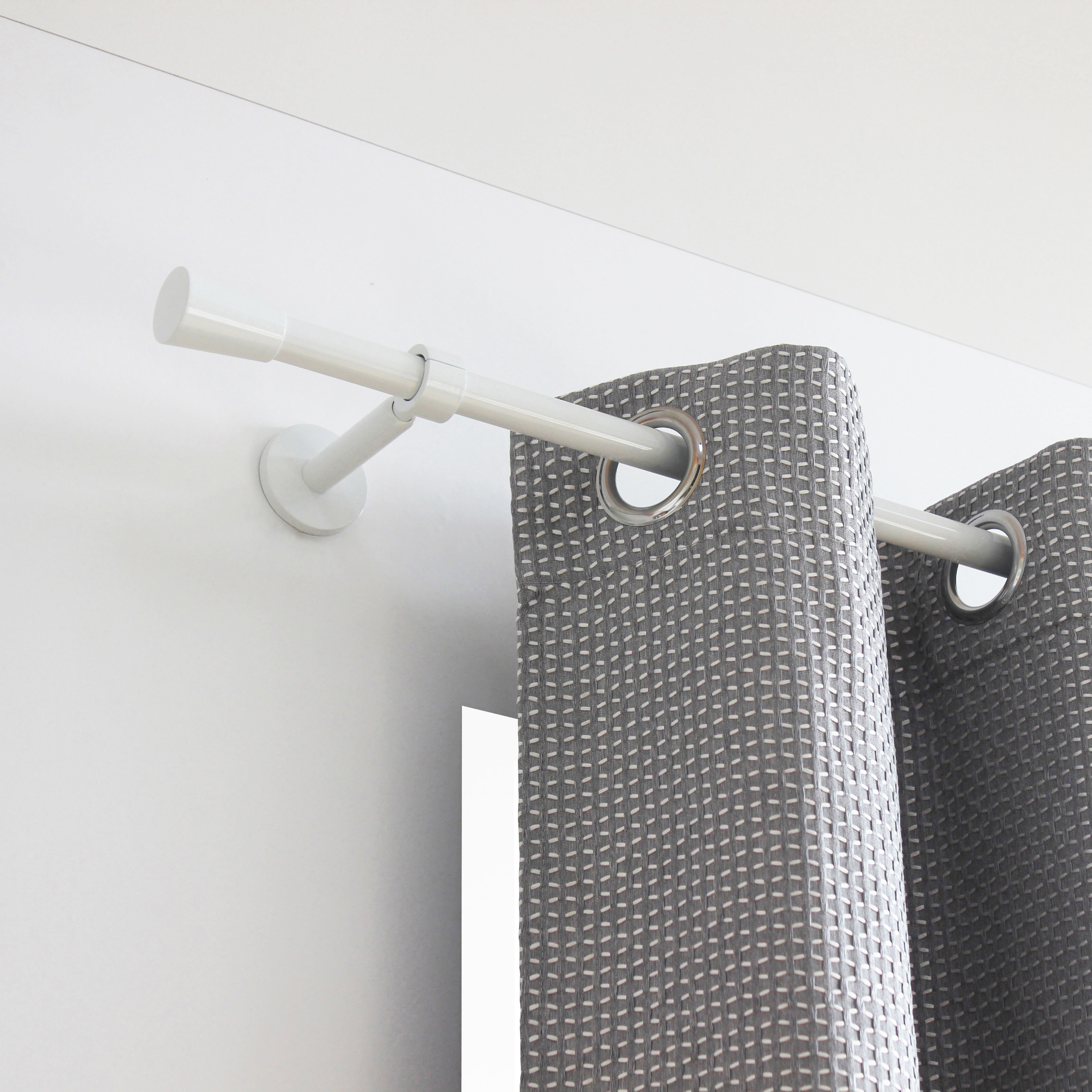 Lot de 2 embouts pour barre à rideau , Diam.28 mm blanc Maya, INSPIRE - 2