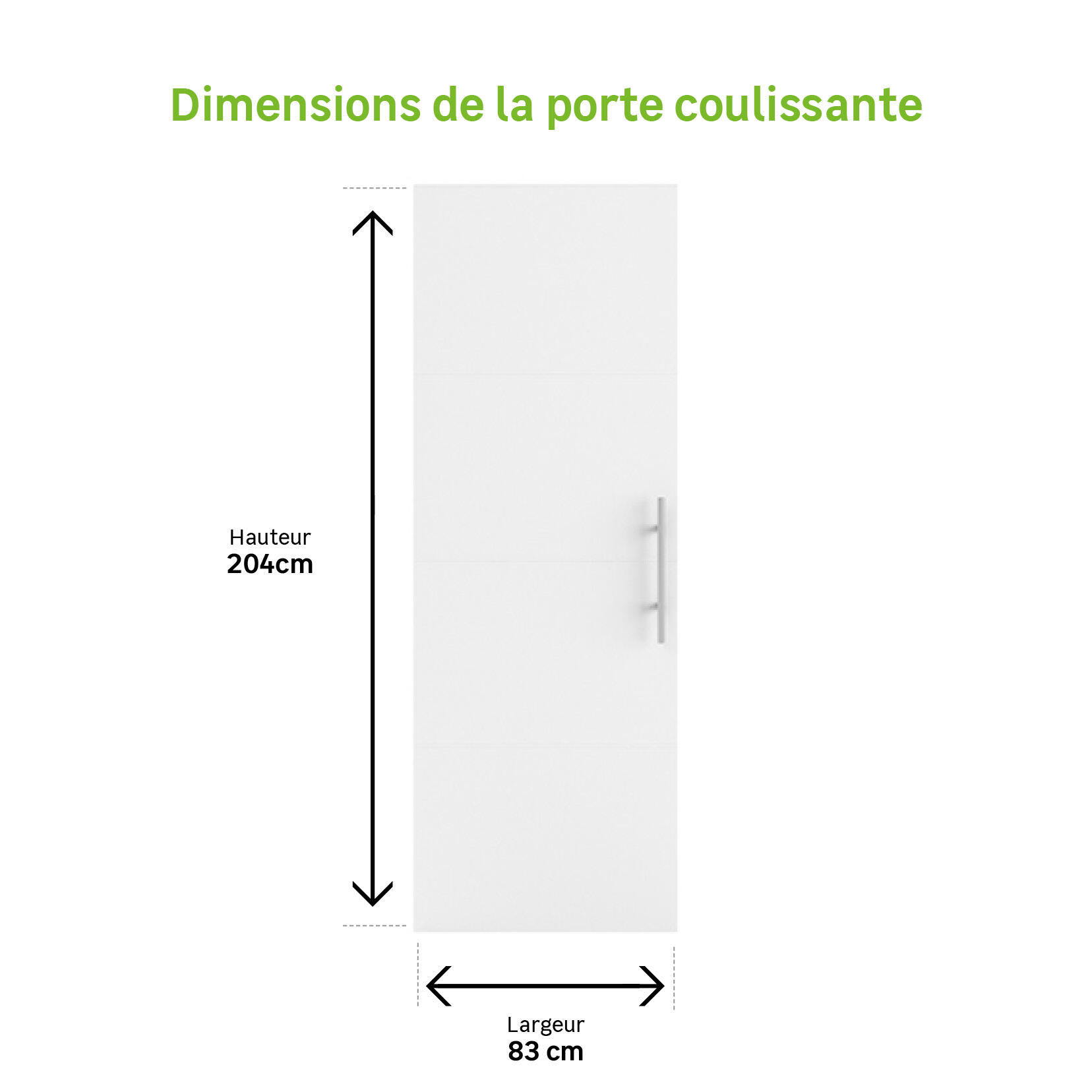Porte coulissante mdf Lali blanc, H.204 x l.83 cm - 5