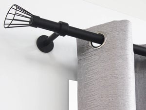 Barra para cortinas kit aros Metal (Negro, Largo: 300 cm, Diámetro: 28 mm)