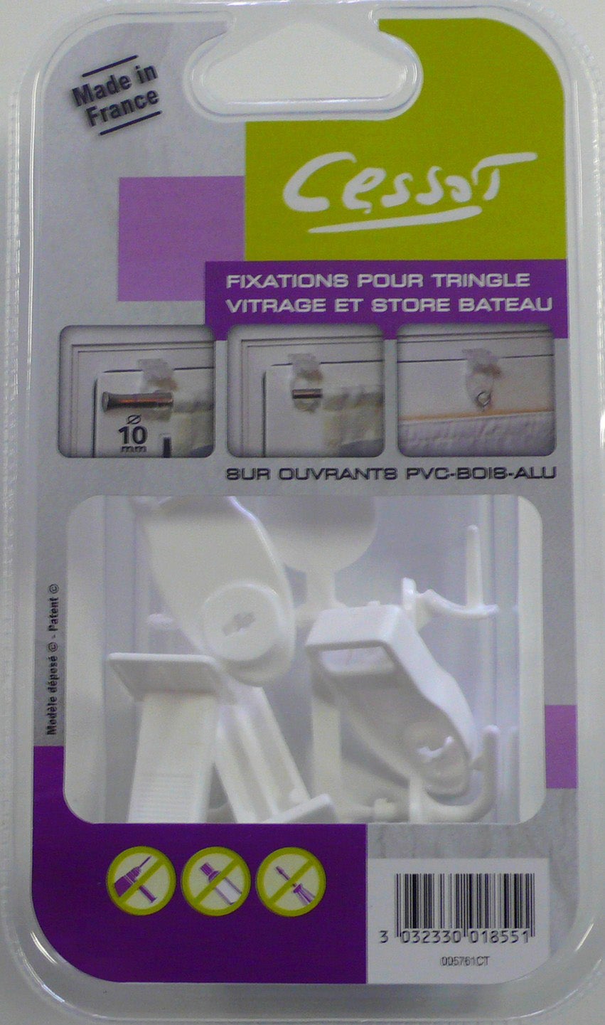 Support autoserrant pour tringle à rideau Sans-perçage Diam. 10mm blanc brut CES - 5