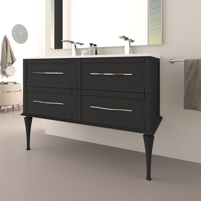 Meuble double vasque, 4t l.120 x H.55 x P.46 cm, gris graphite, Tiffany