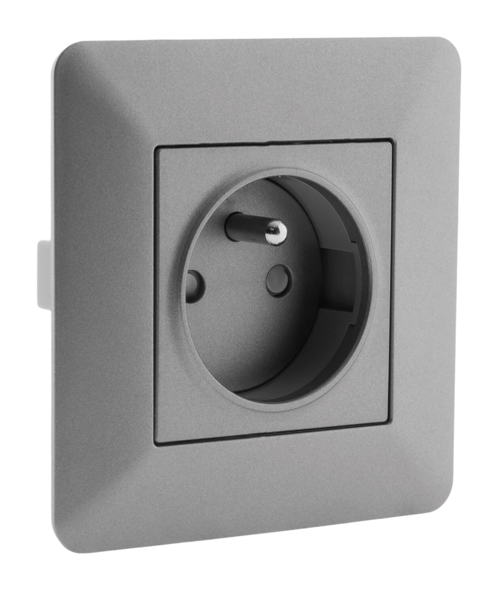 Prise avec terre affleurante complet ARTEZO, titanium - 2