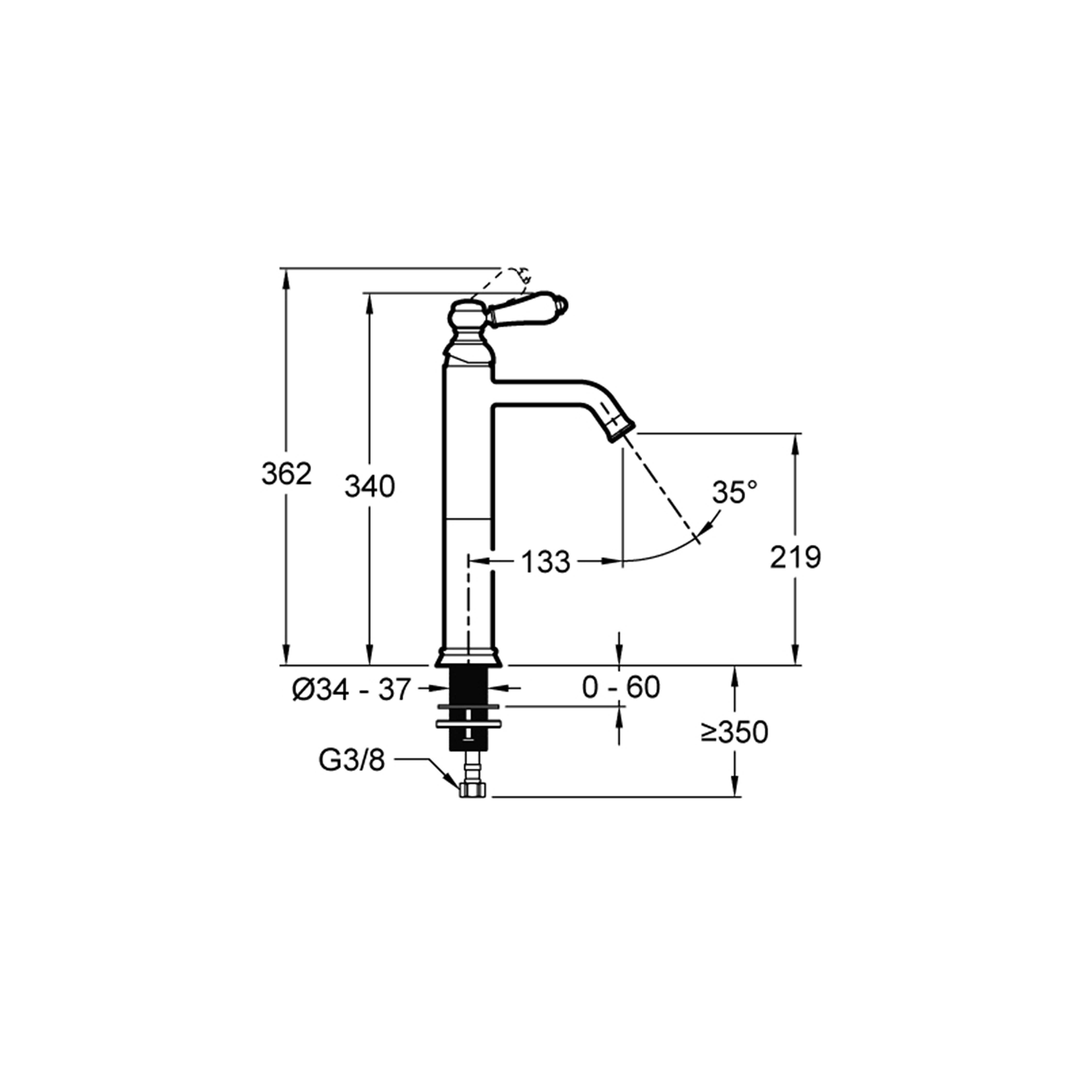 Mitigeur de lavabo bronze brossé, JACOB DELAFON Louise bec haut XL - 3