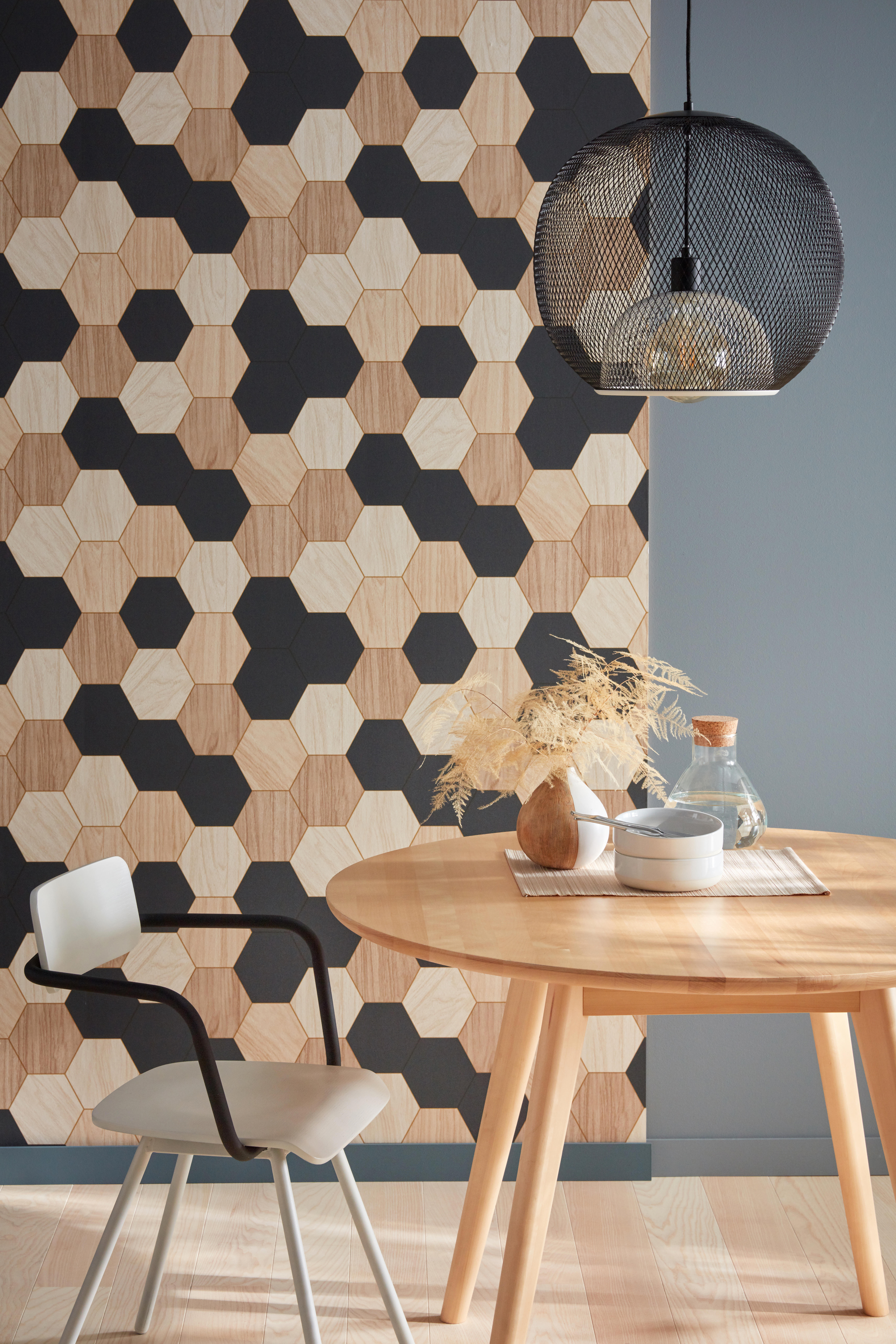 Papier peint intissé Geta trompe l'œil marron et noir - 3