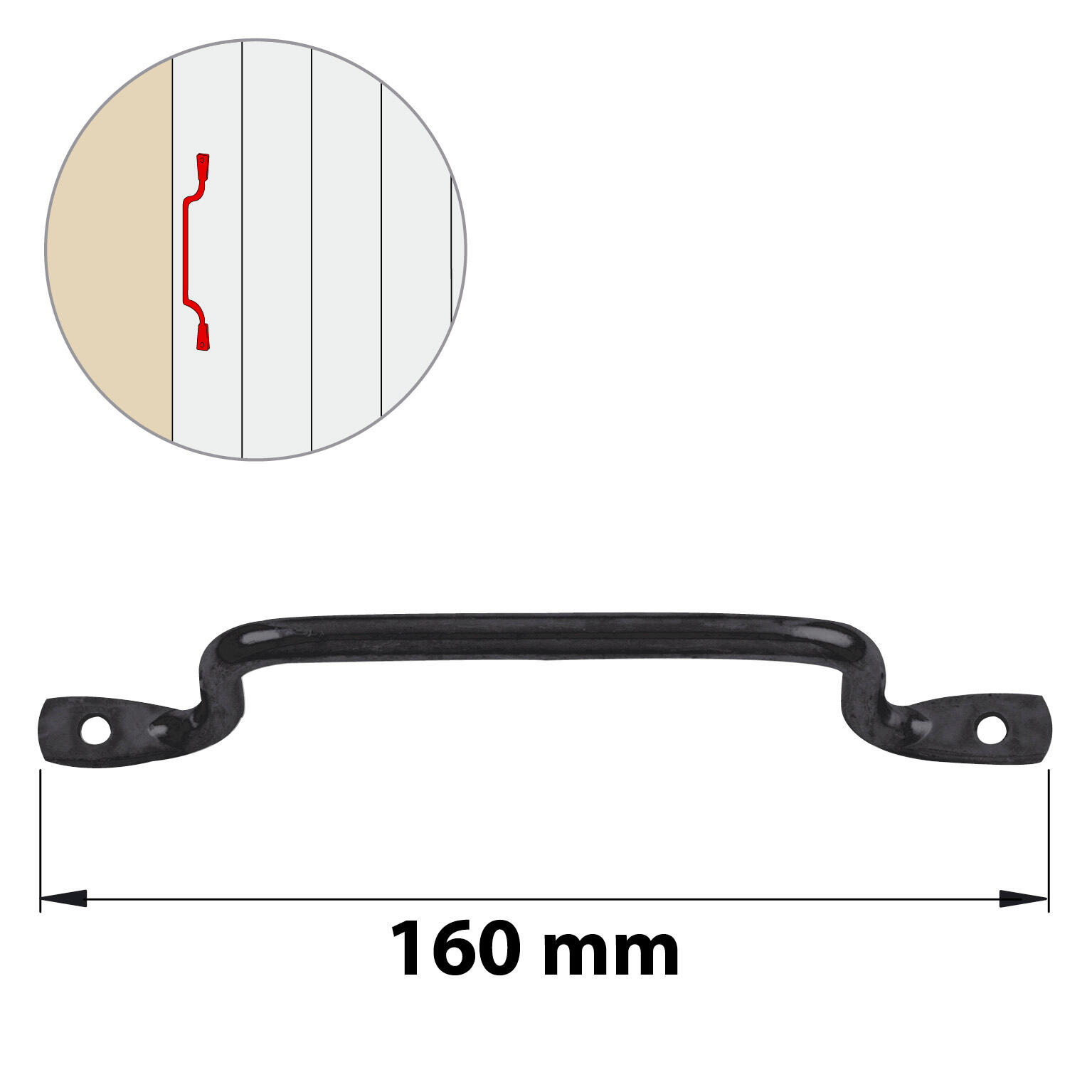 Poignée fil à pattes en acier noir prépeint D8 mm L.165 x H.45 x P.15 mm AFBAT - 2
