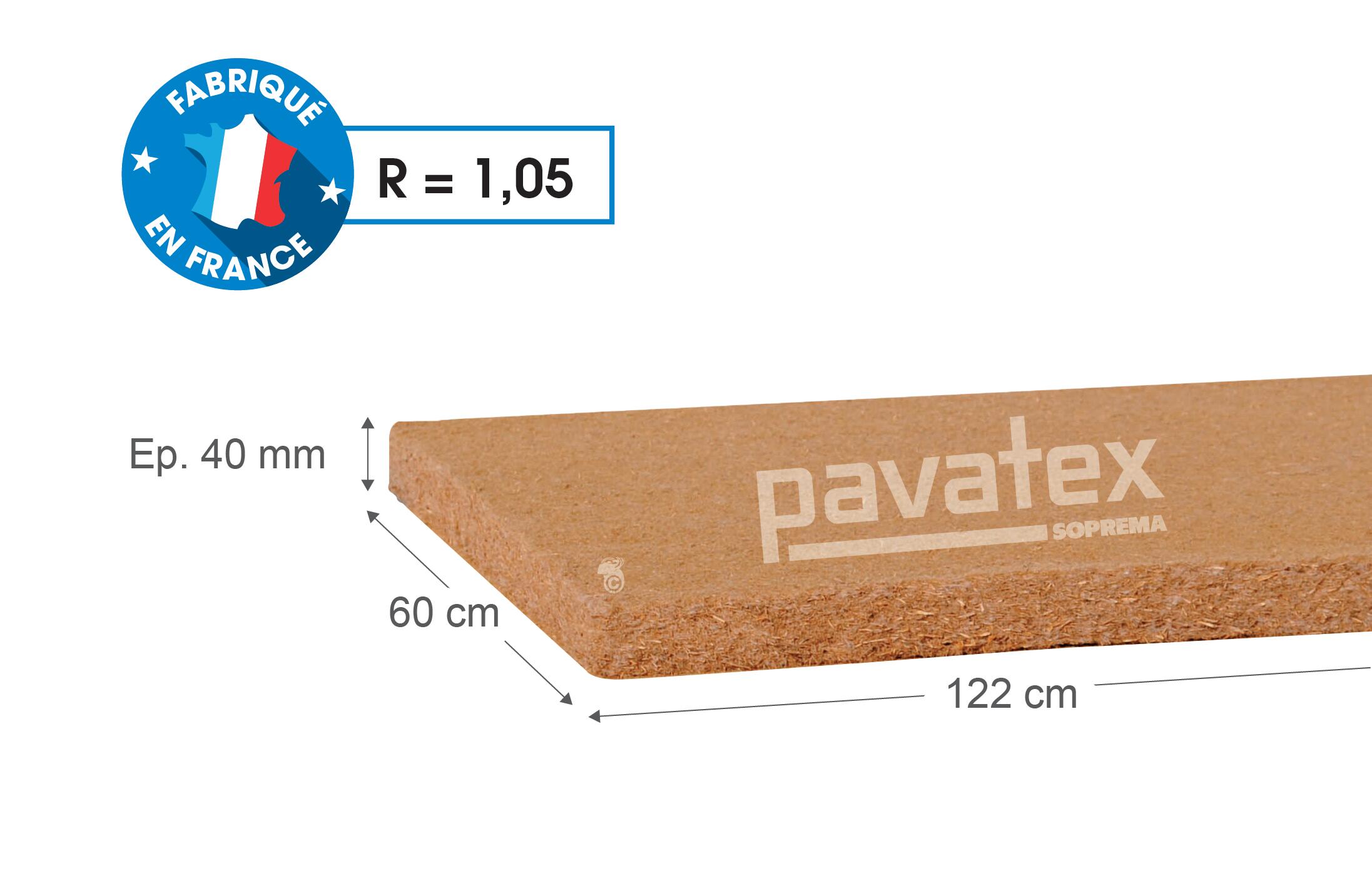 10 panneaux isolants en fibre de bois SOPREMA 122x60cm Ep.4 cm, R=1,05 - 2