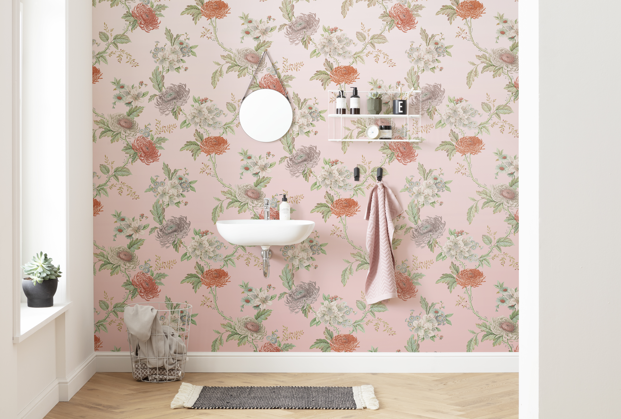 Papier peint panoramique Primavera rose, vert, rouge. intissé KOMAR l