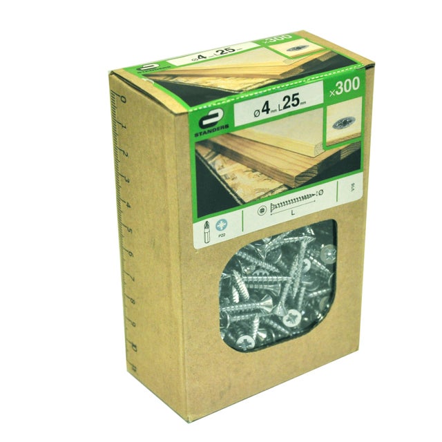 300 vis acier tête fraisée pozidriv STANDERS, Ø4 x L.25 mm