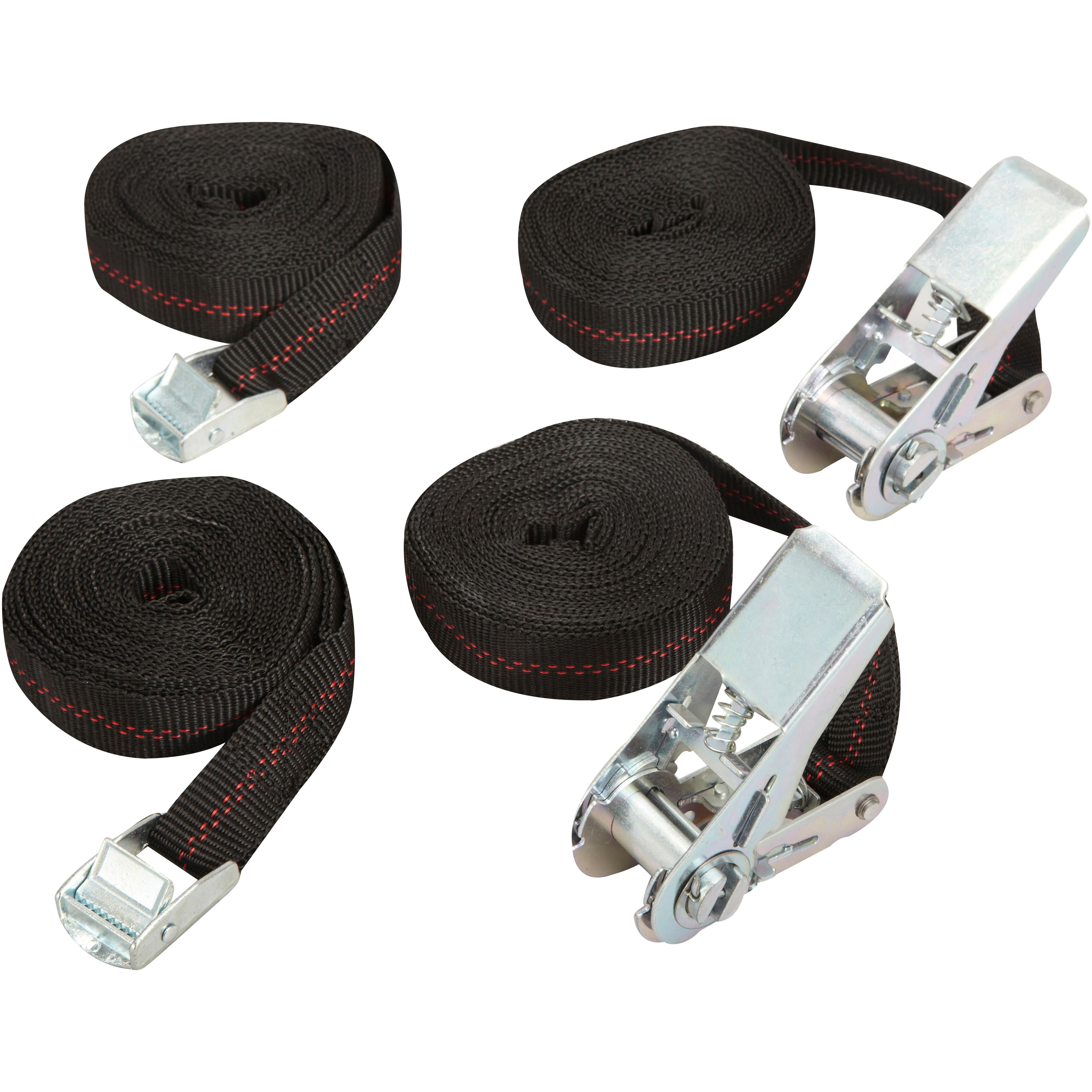 Lot de 2 sangles à cliquet 25mmX5m et 2 sangles à boucle 25mmX2.5m - 3