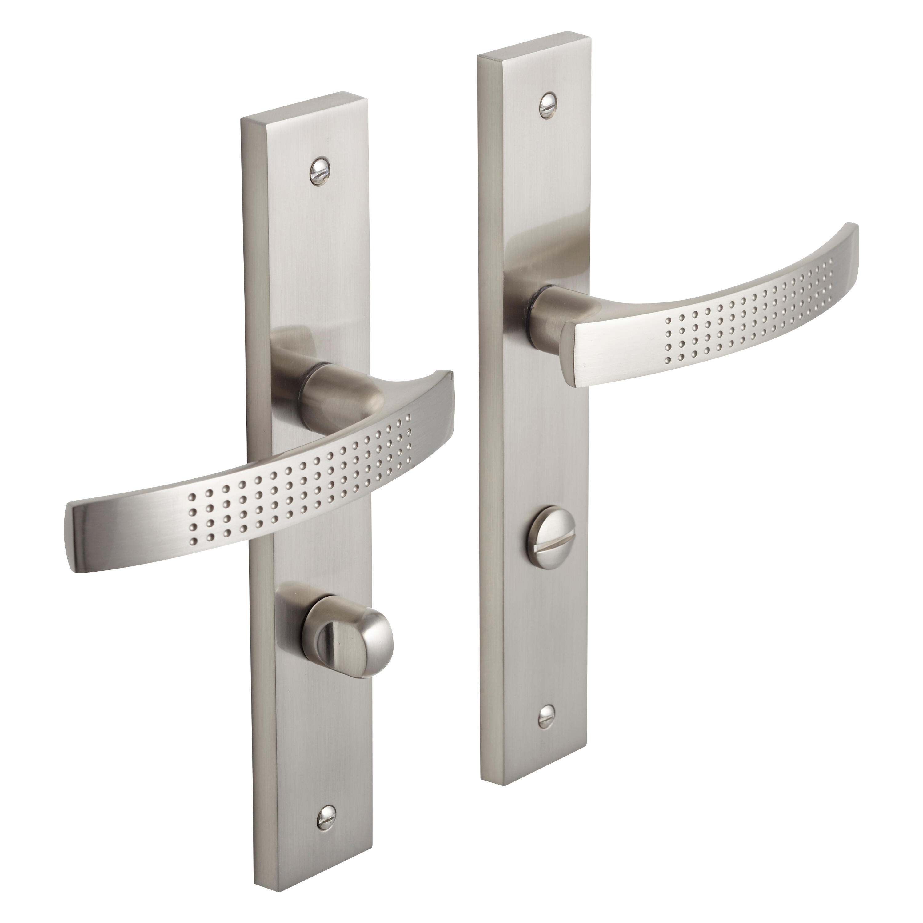 2 poignées sur plaque à condamnation Louna alu nickel brillant, entraxe 195 mm - 4