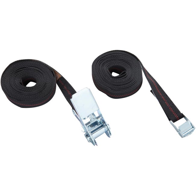 LOLYSIC Lot de 2 sangles d'arrimage de 6 m avec cliquet, 2000 LOLYSIC Lot de 2 sangles d'arrimage de 6 m avec cliquet, 2000